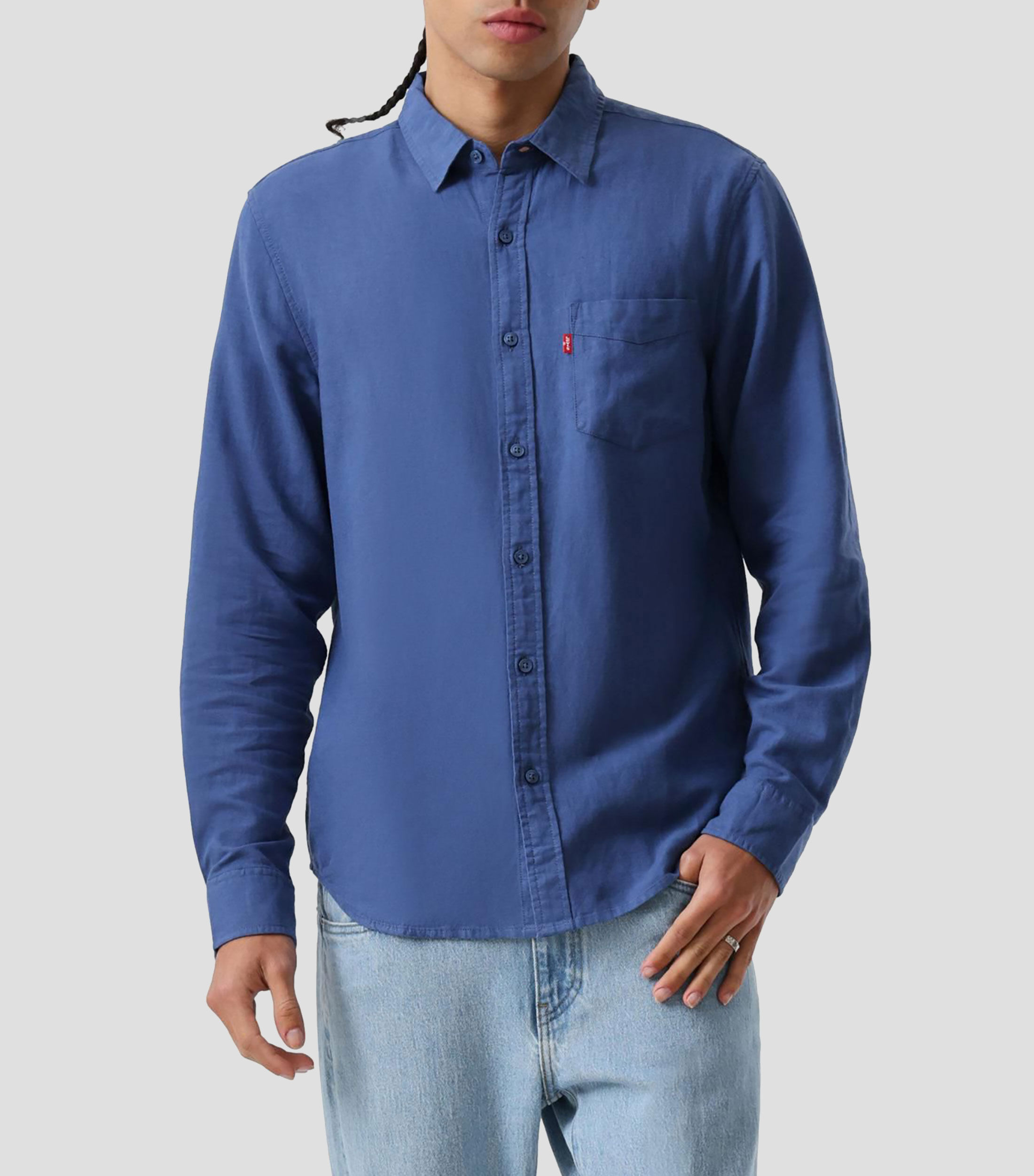Camisa liso manga larga Hombre