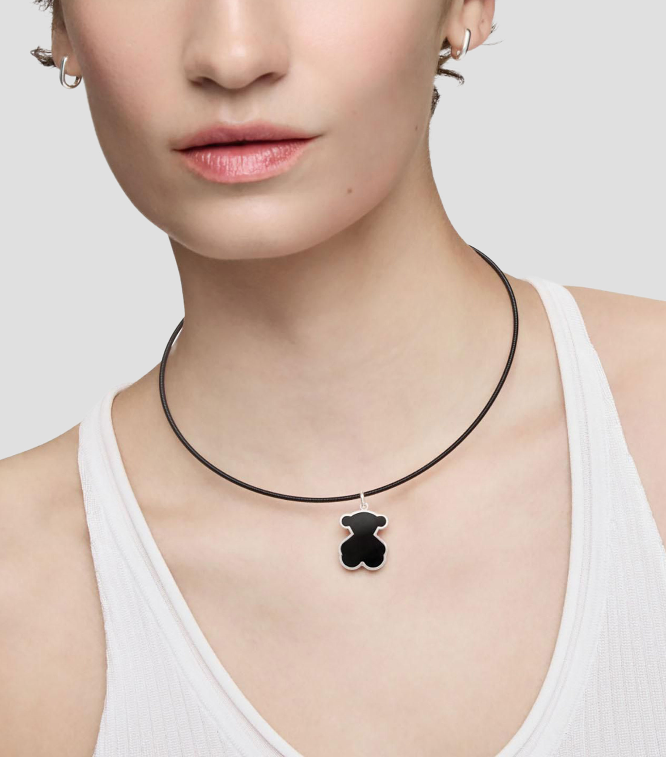Dije oso en plata Galaxy con metacrilato Mujer
