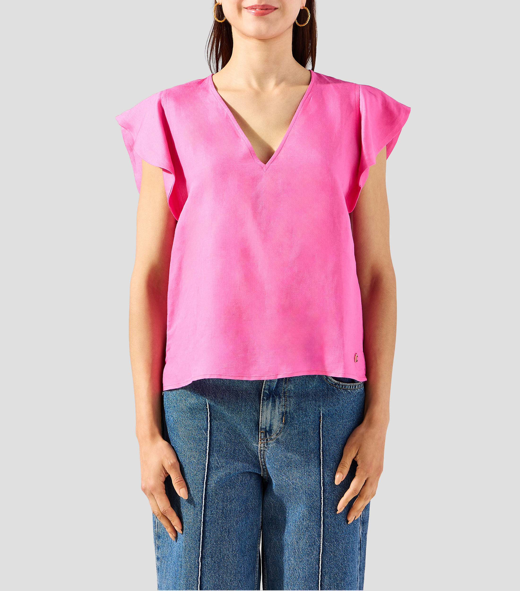 Blusa lisa manga corta Mujer