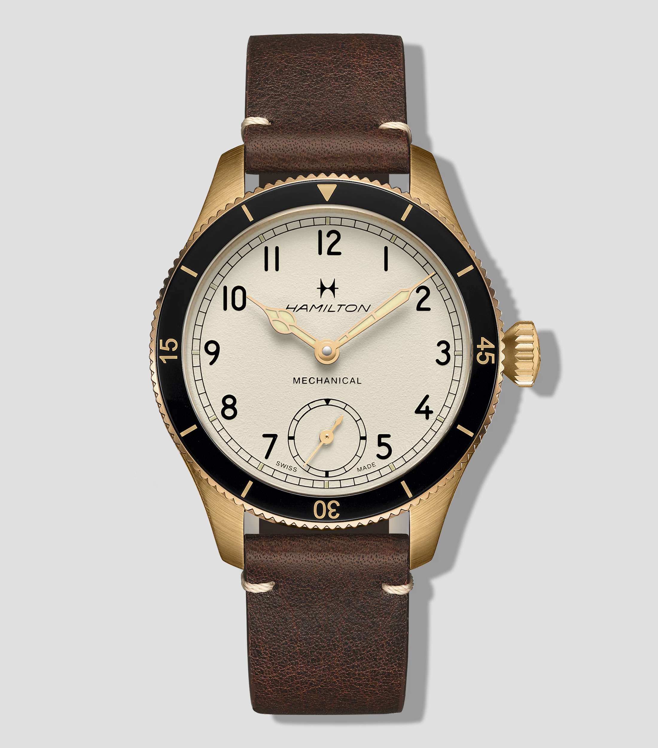 Reloj para Hombre Khaki Aviaton Pilot Pioneer Mechanical dorado, café