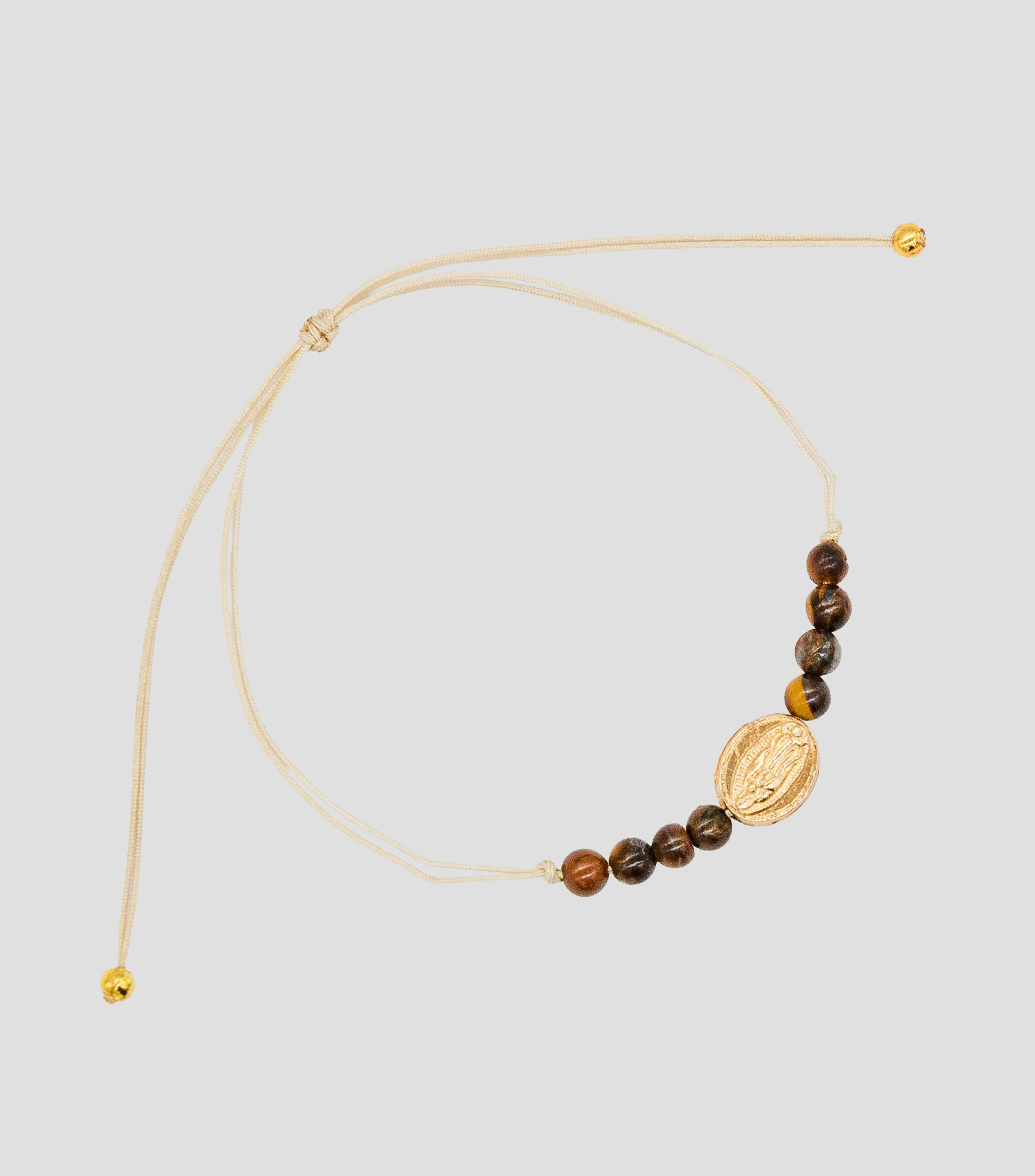 Pulsera beige con ojo de tigre Mujer