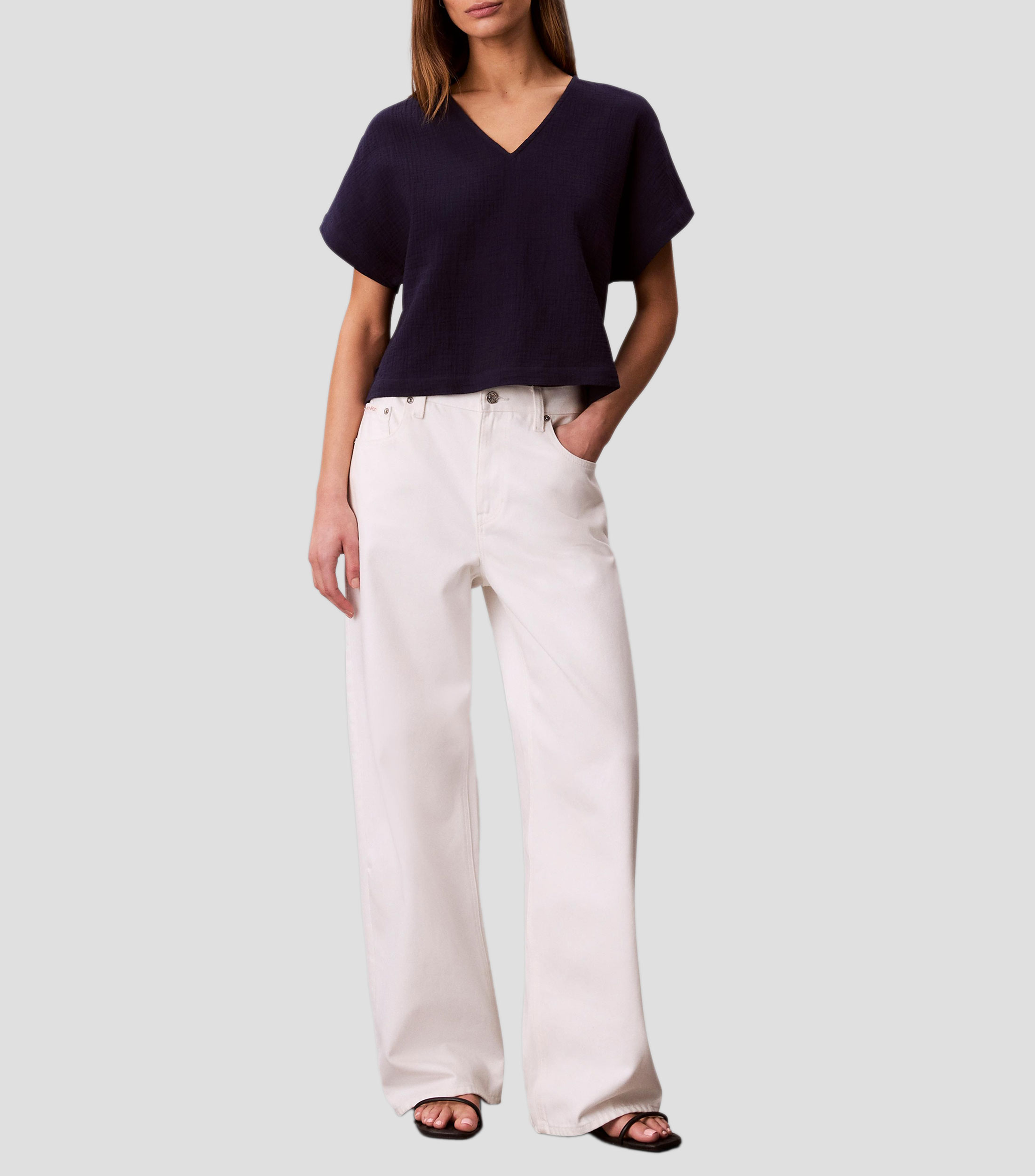 Blusa lisa manga corta Mujer
