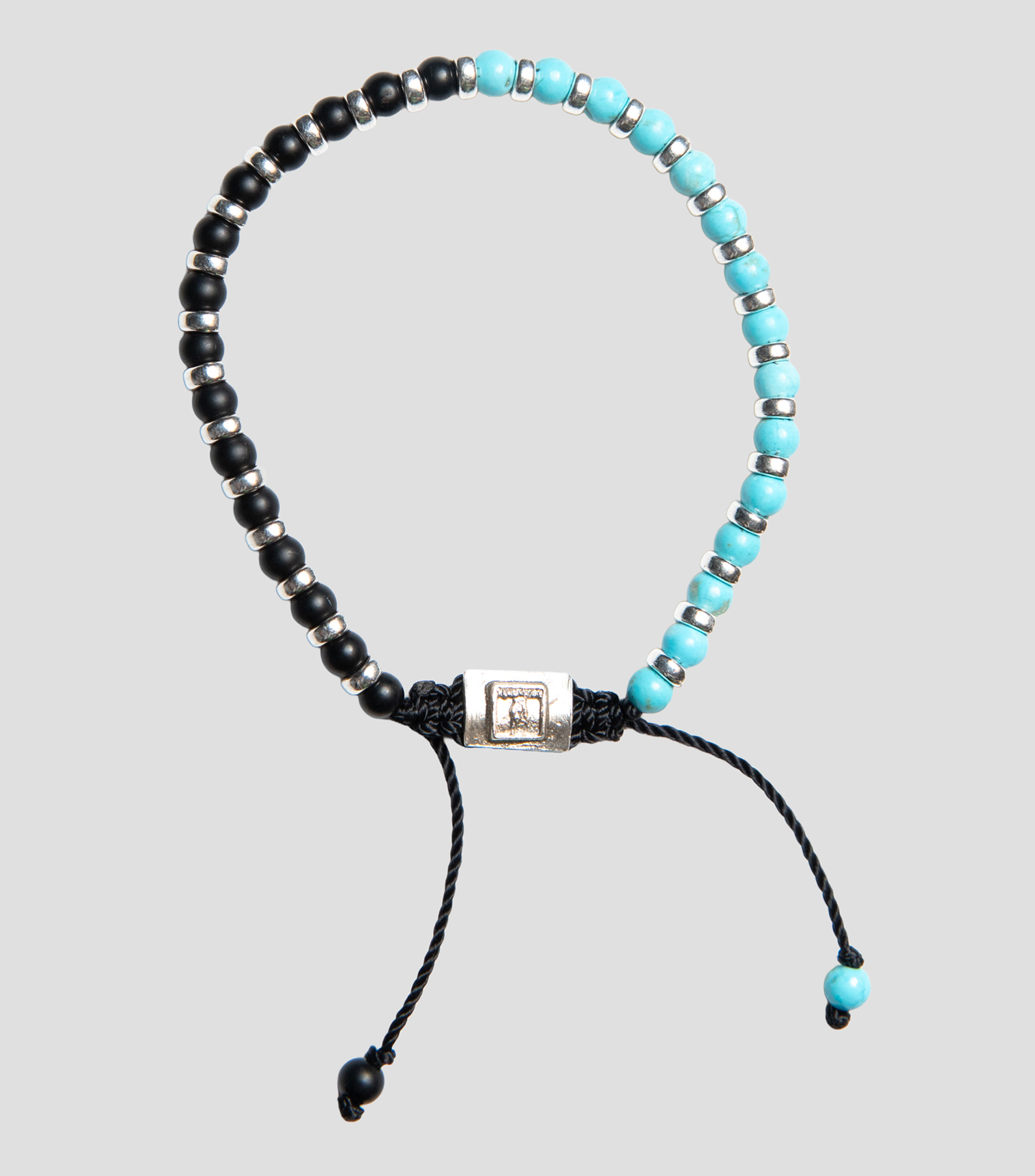 Brazalete con piedra ónix y acuamarina Unisex