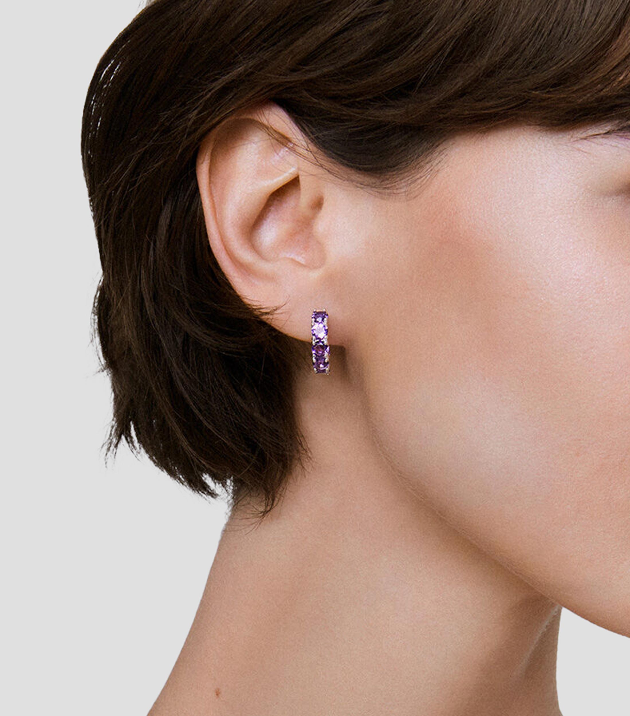 Pendientes en plata .925 con amatista Utopian Mujer