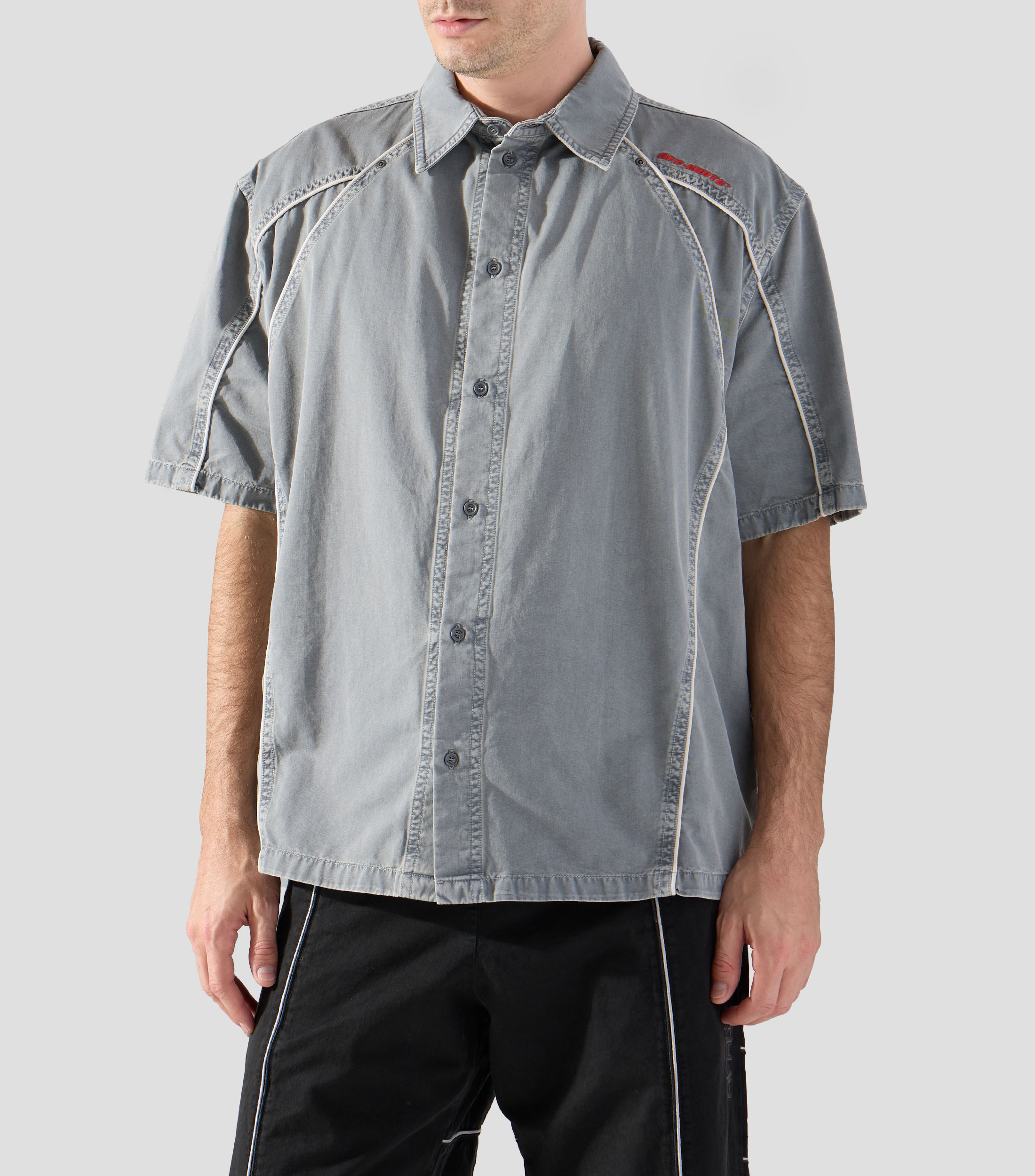 Camisa lisa con manga corta Hombre