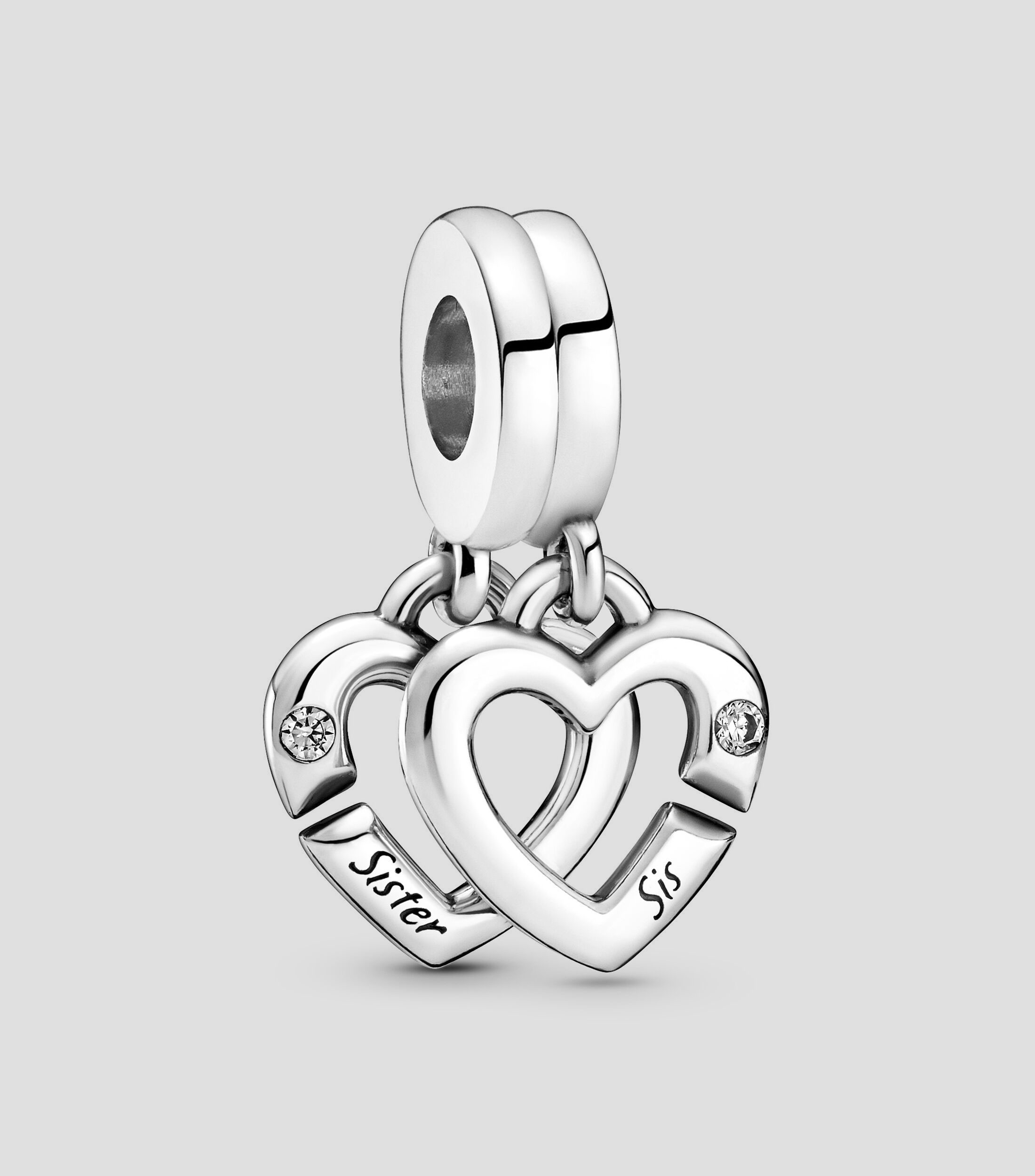 Charm Corazones Gemelos Entrelazados en plata Mujer
