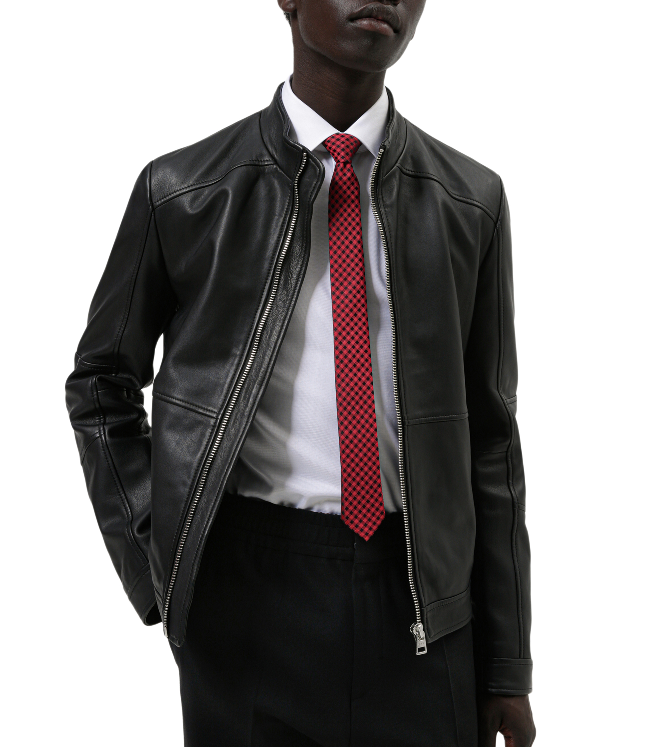 Hugo Chamarra HUGO biker de piel con corte extra slim fit Hombre El Palacio de Hierro