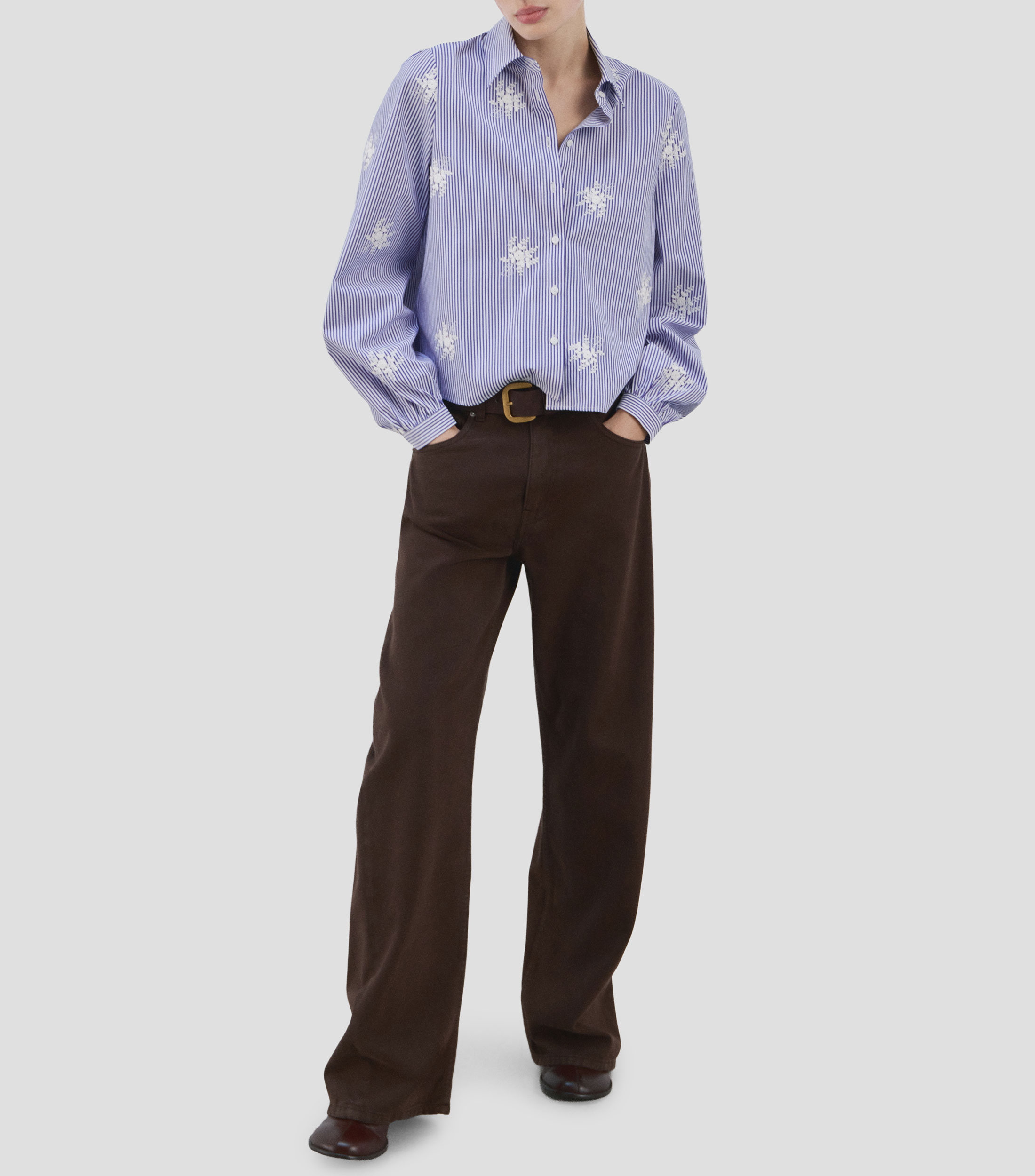 Camisa a rayas manga larga Mujer