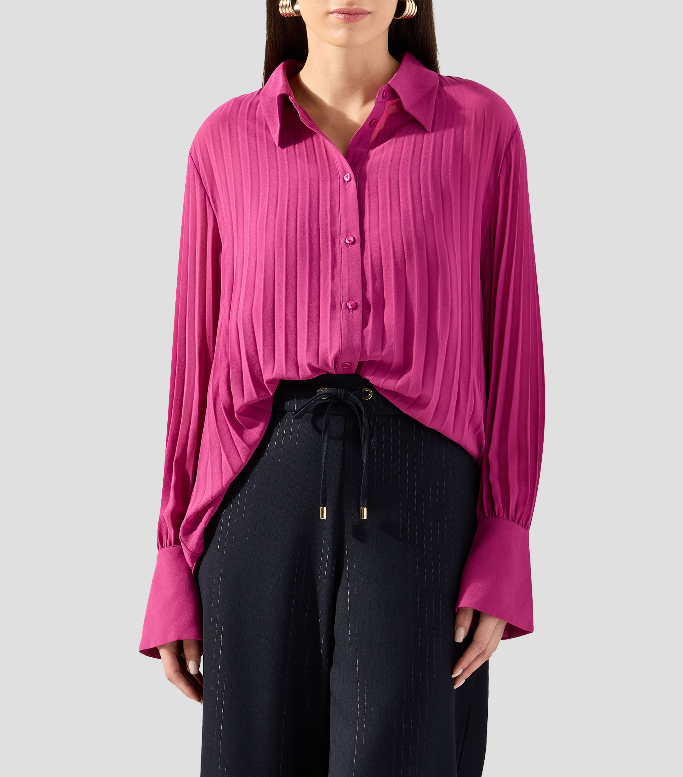 Camisa lisa manga larga Mujer