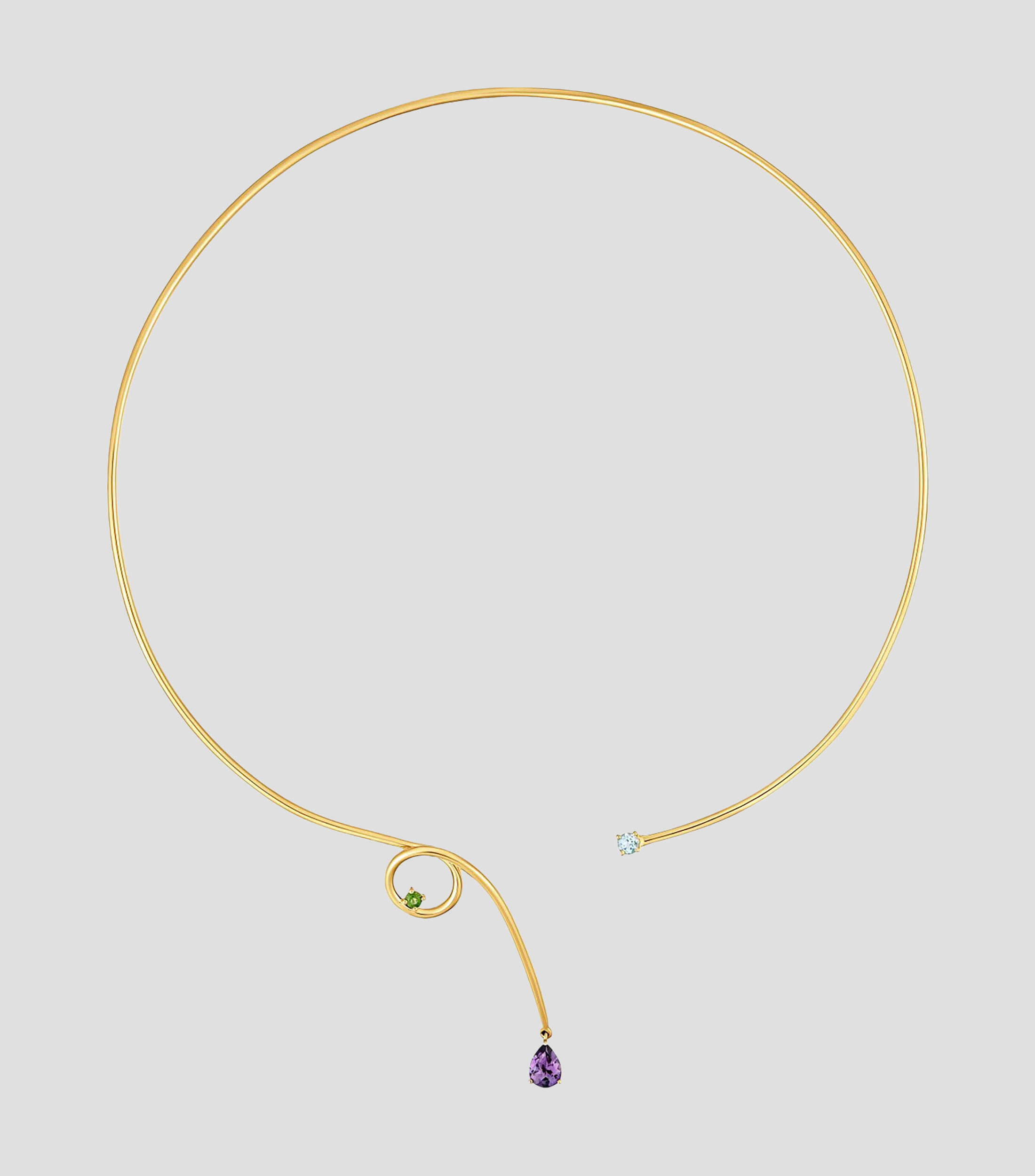 Collar abierto en Plata Lio con gemas Mujer