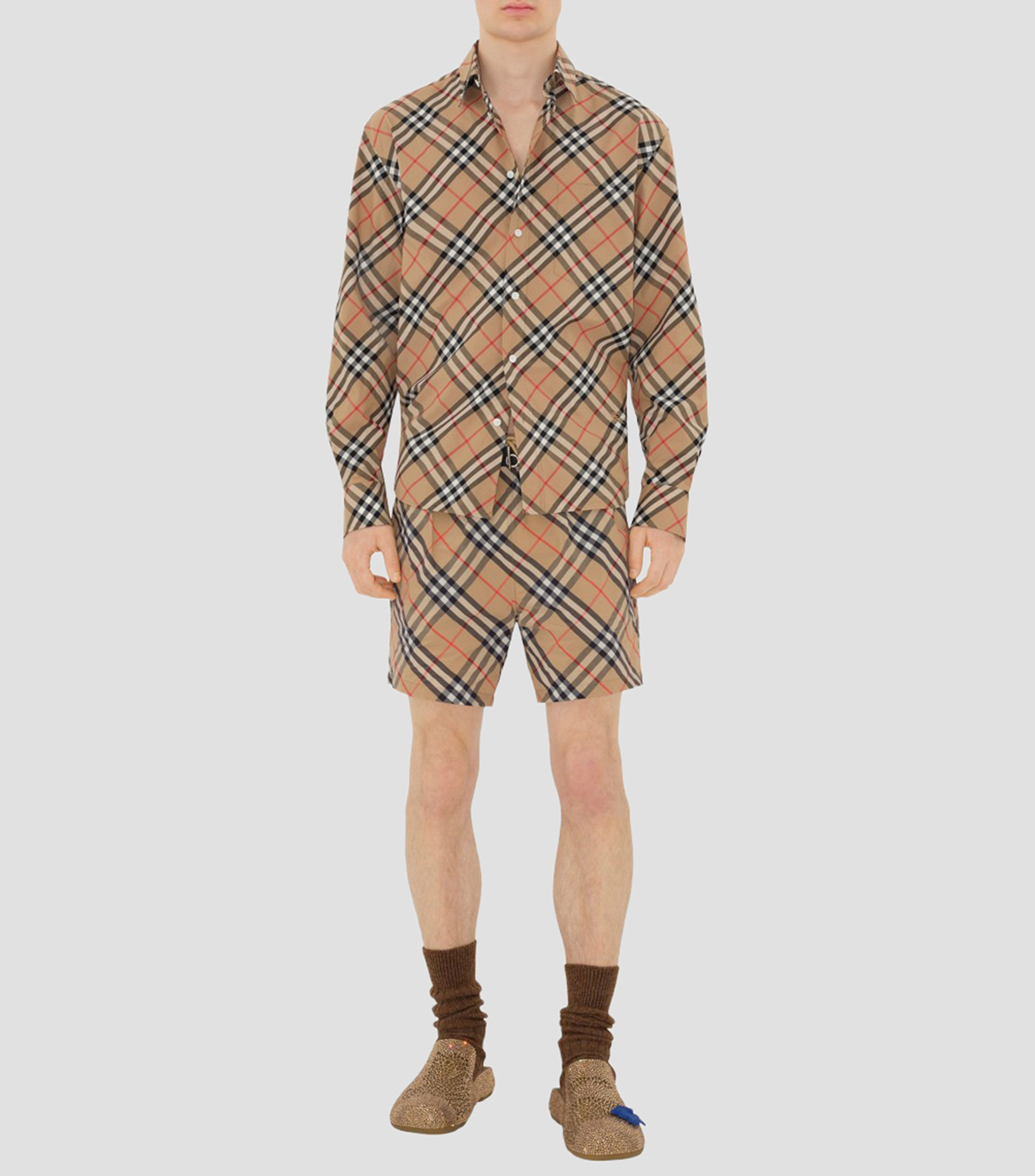 Traje de baño corto Check a cuadros Hombre