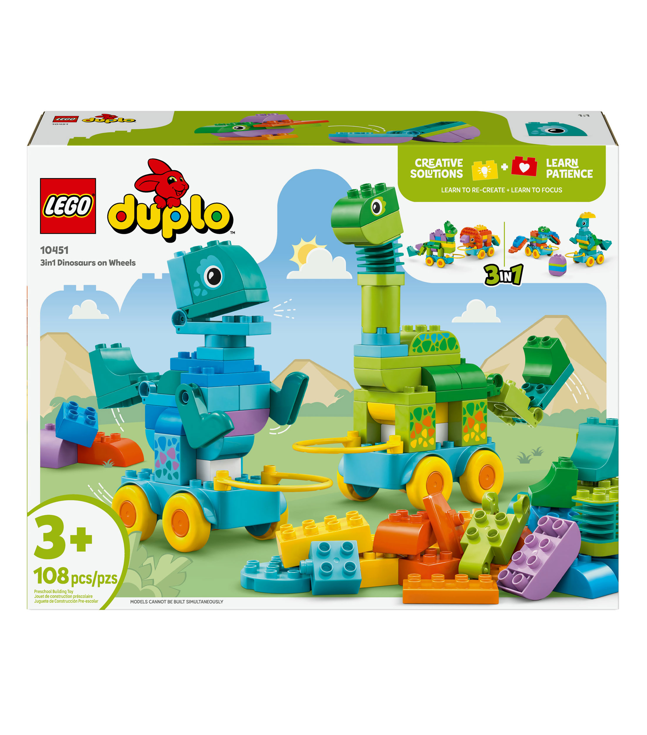 Lego Duplo Mi Pueblo Dinosaurios sobre Ruedas 3en1 10451