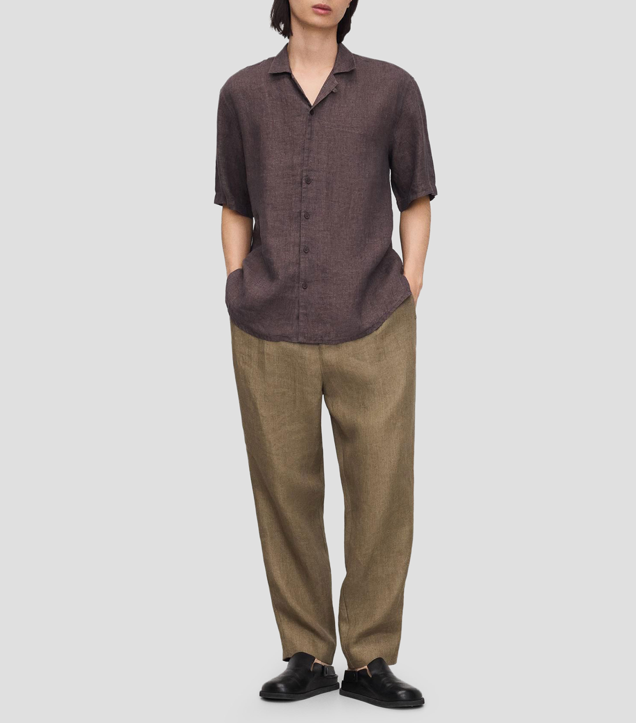 Camisa jaspeada manga corta Hombre