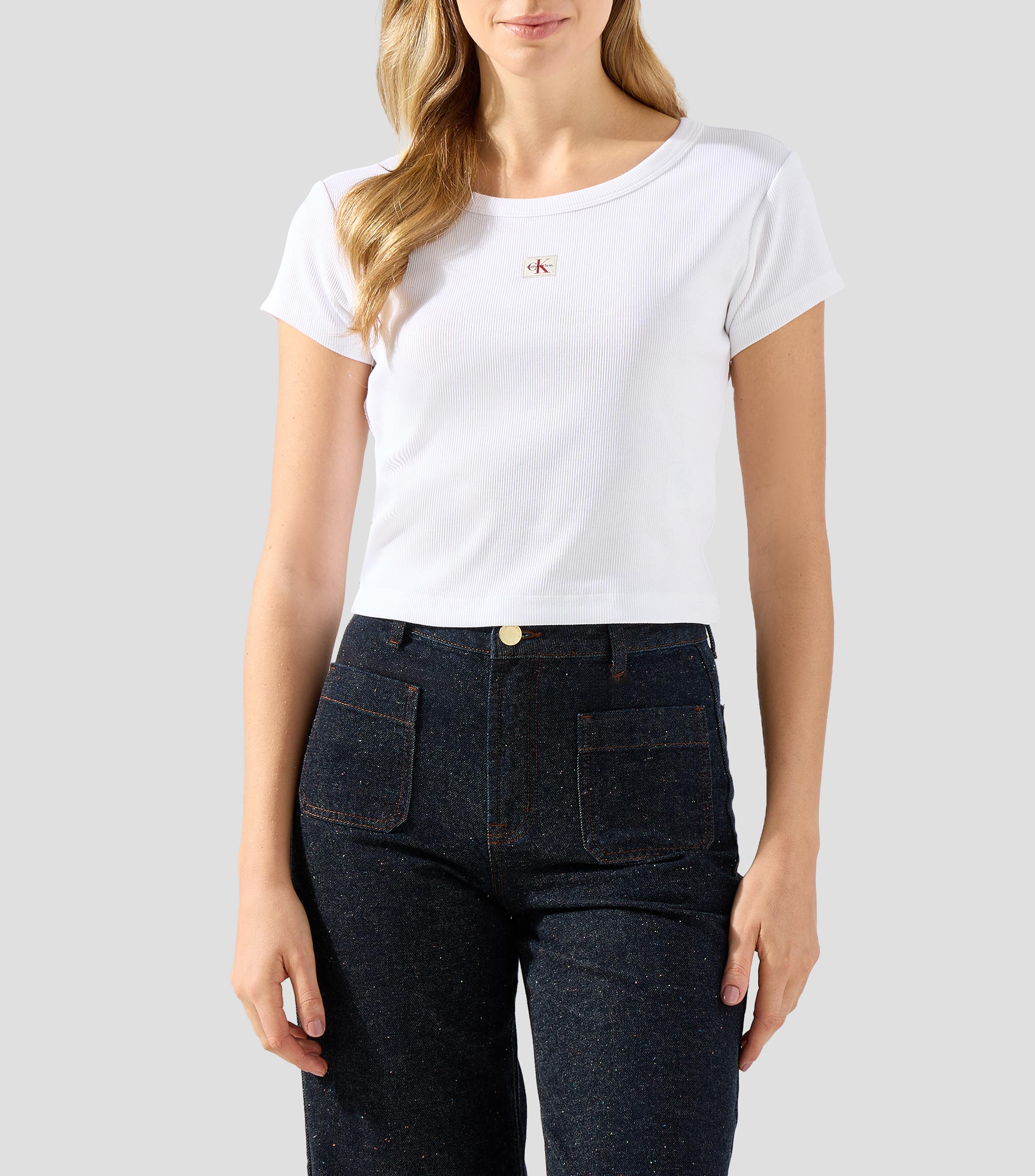 Playera cuello redondo manga corta lisa Mujer