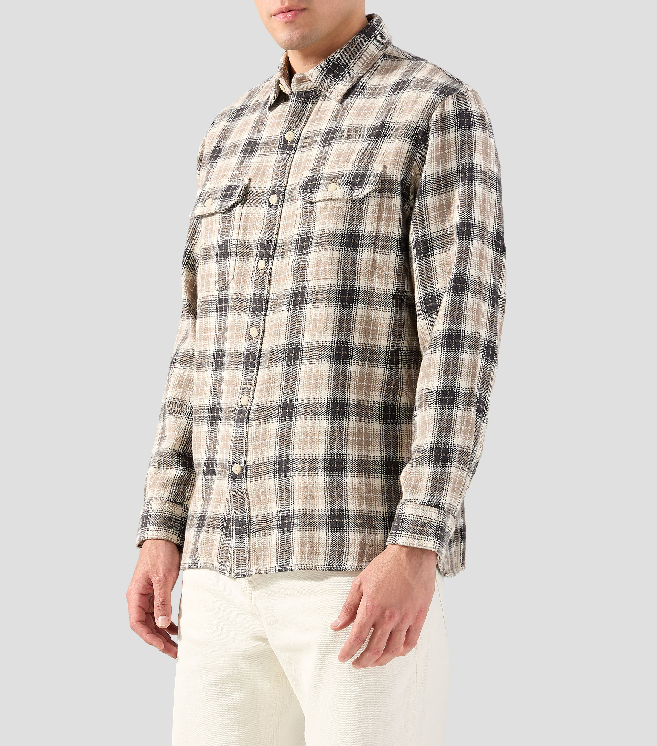 Camisa de cuadros manga larga Hombre