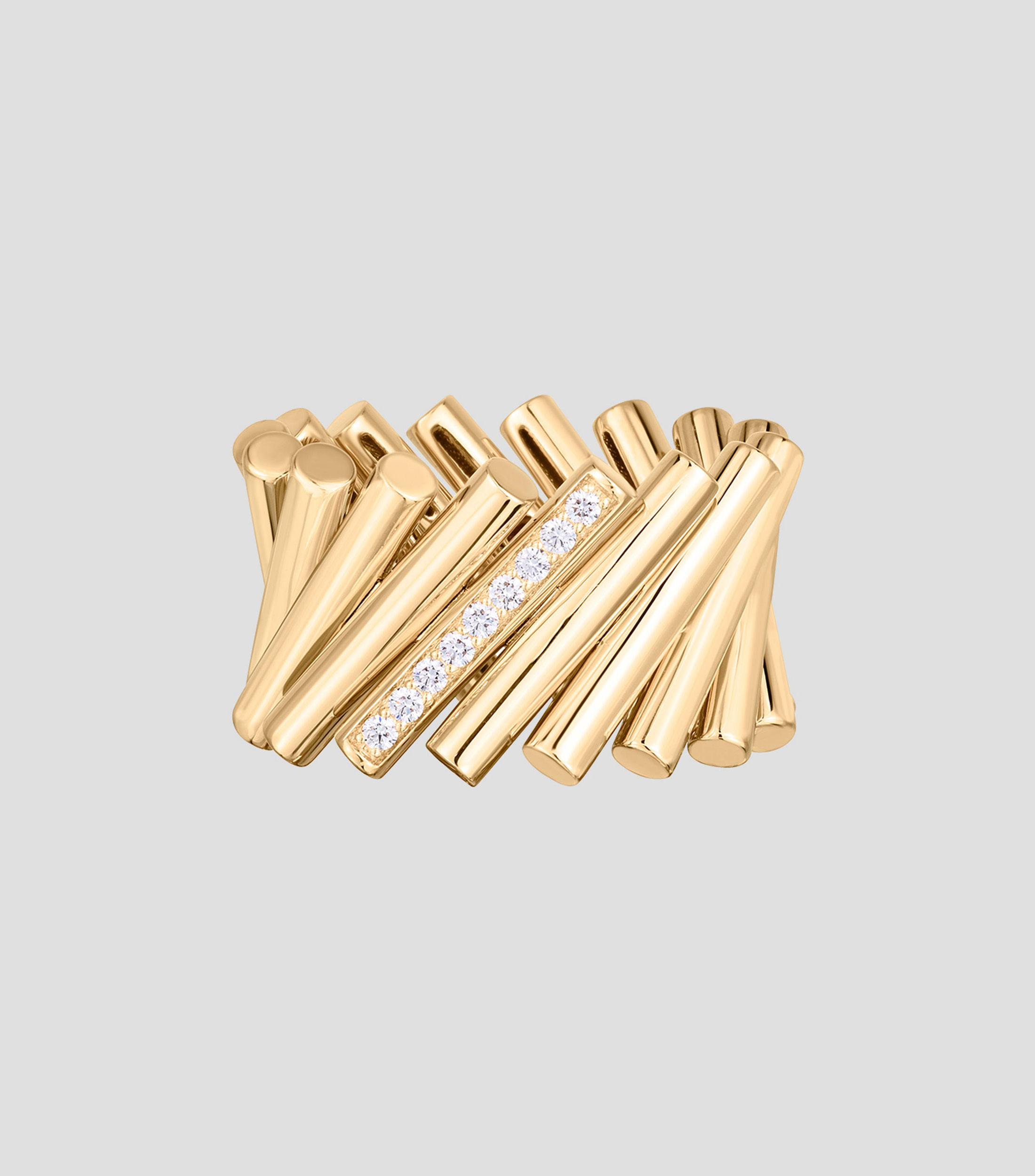 Anillo en oro amarillo de 18 Kilates Dominó con diamantes Mujer