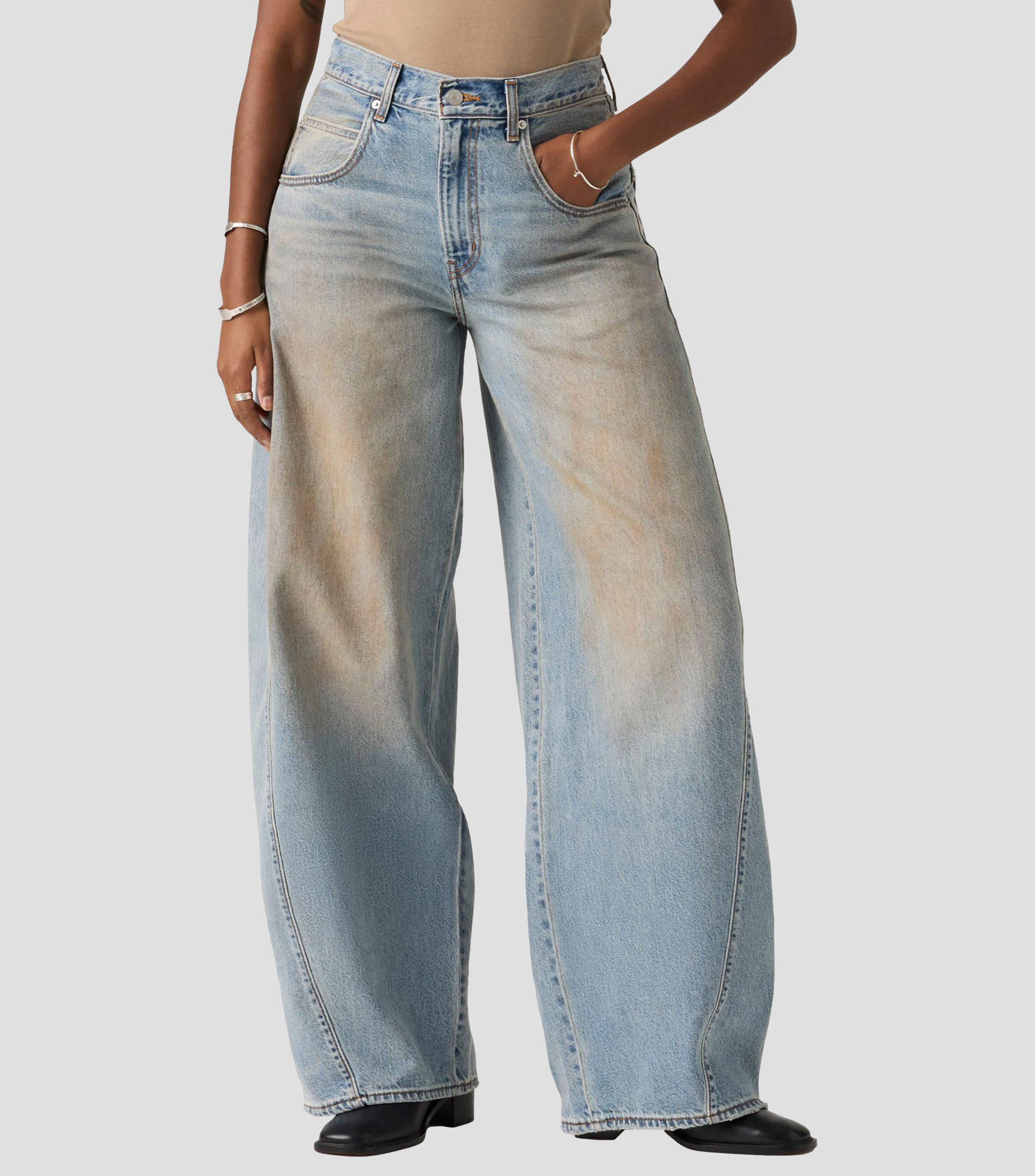 Jeans Amplio liso Mujer