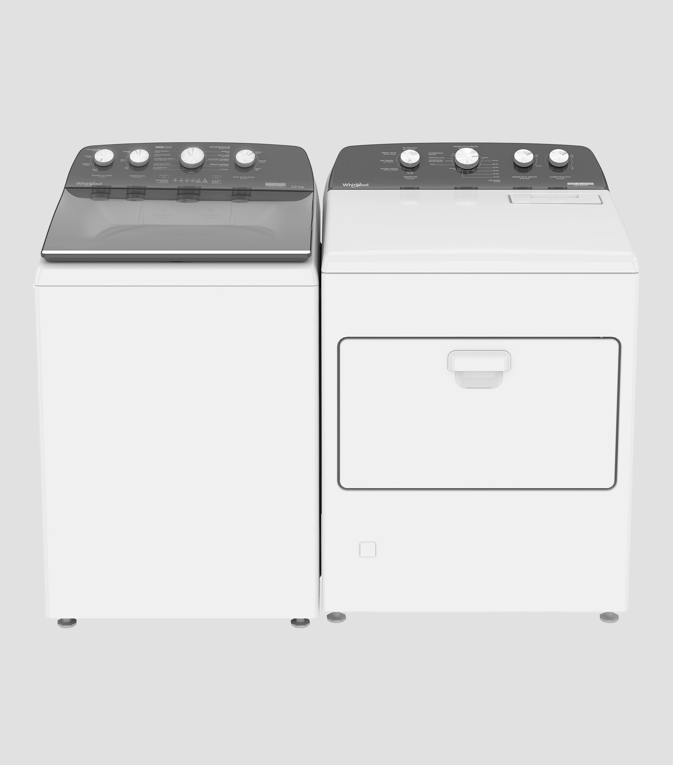 Combo Lavadora Carga Superior 22 Kg + Secadora a Gas Carga Frontal 21 Kg Blanco