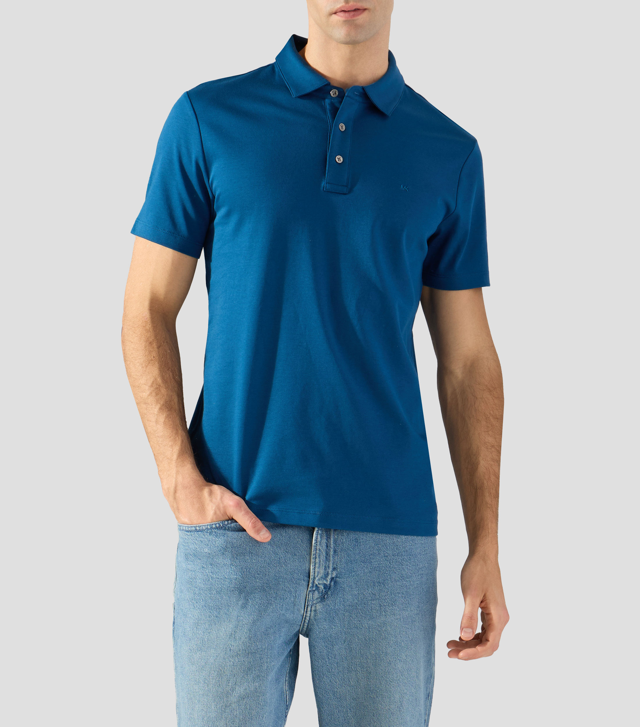 Playera tipo polo con manga corta lisa Hombre