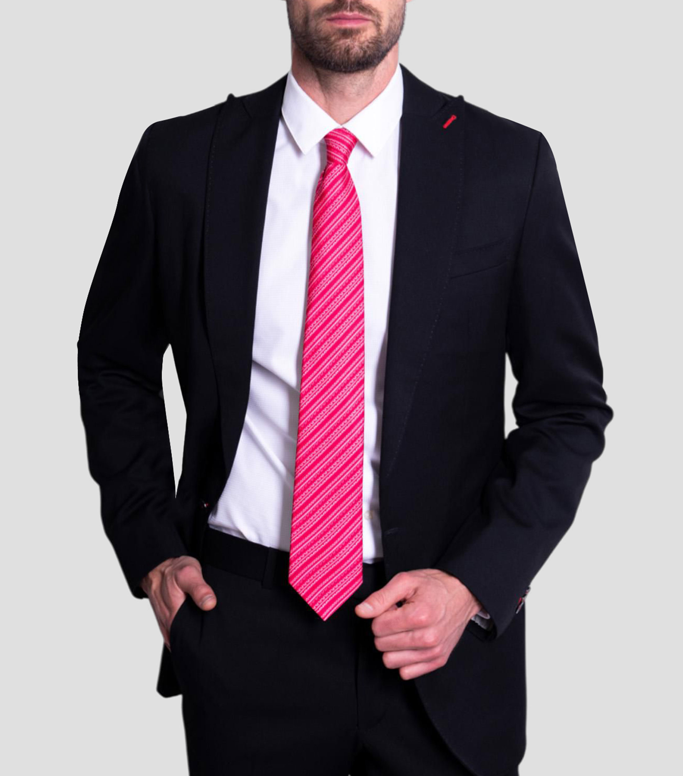 Corbata ancha en seda fucsia estampada Grecas Prehispánicas