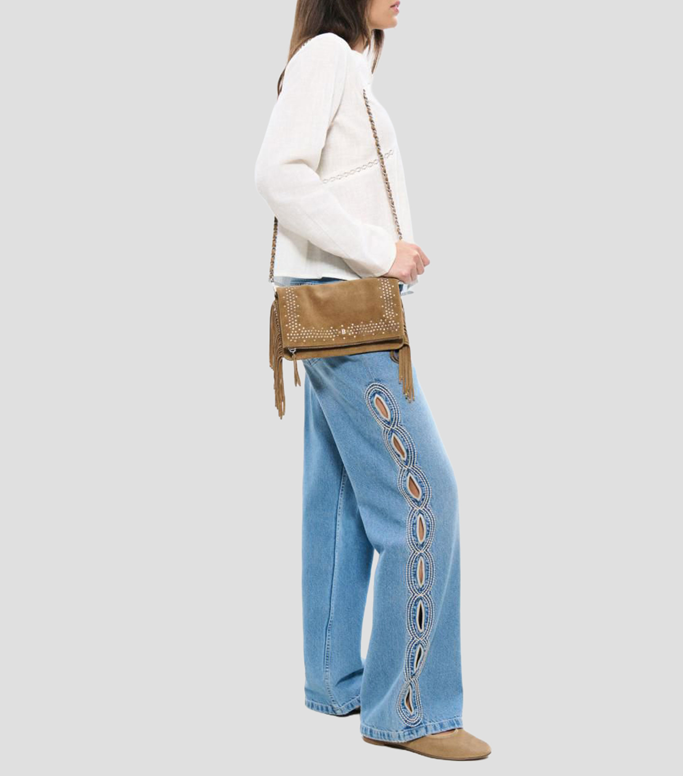 Bolsa shoulder en piel lisa Mujer