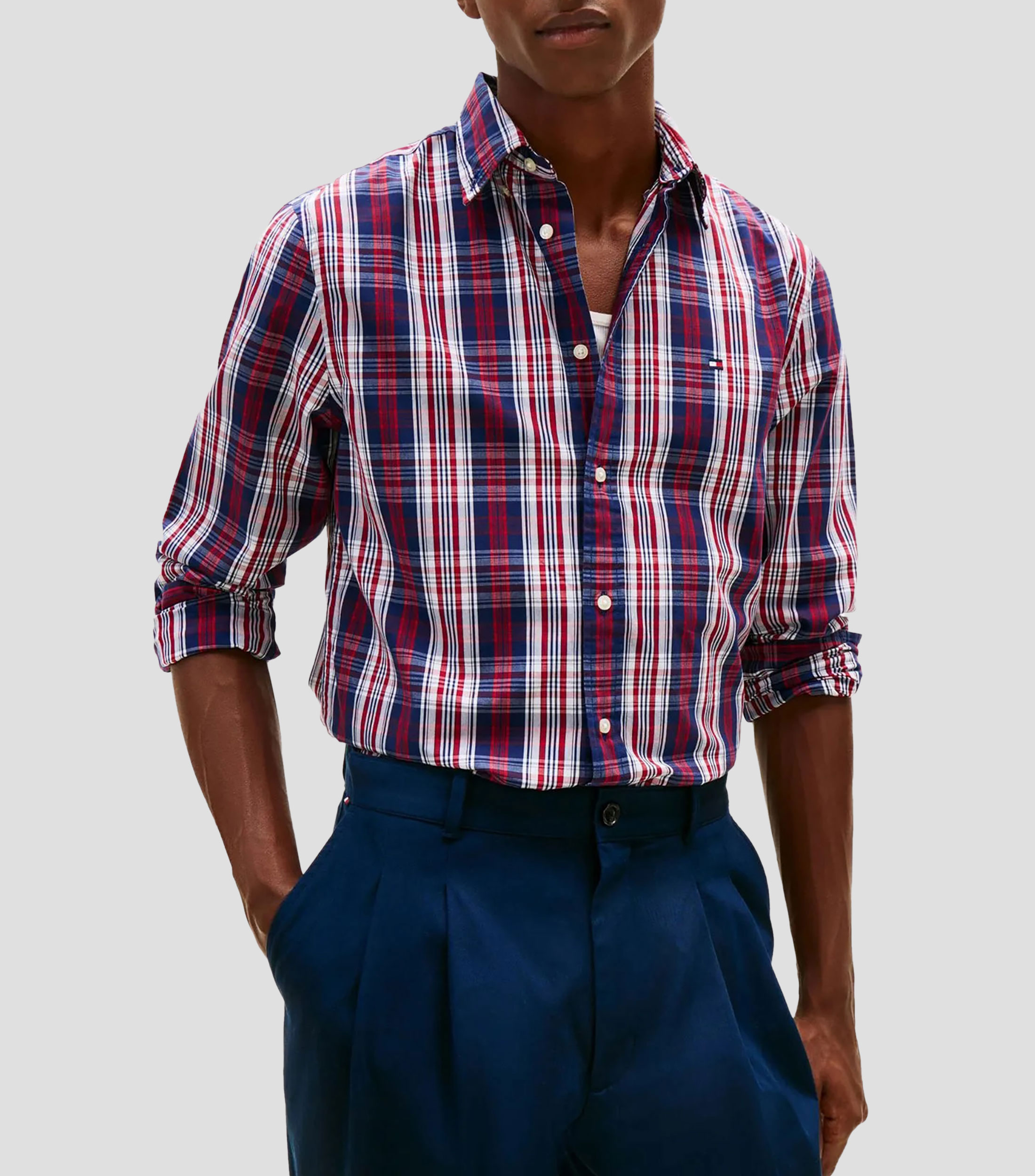 Camisa a cuadros de manga larga Hombre