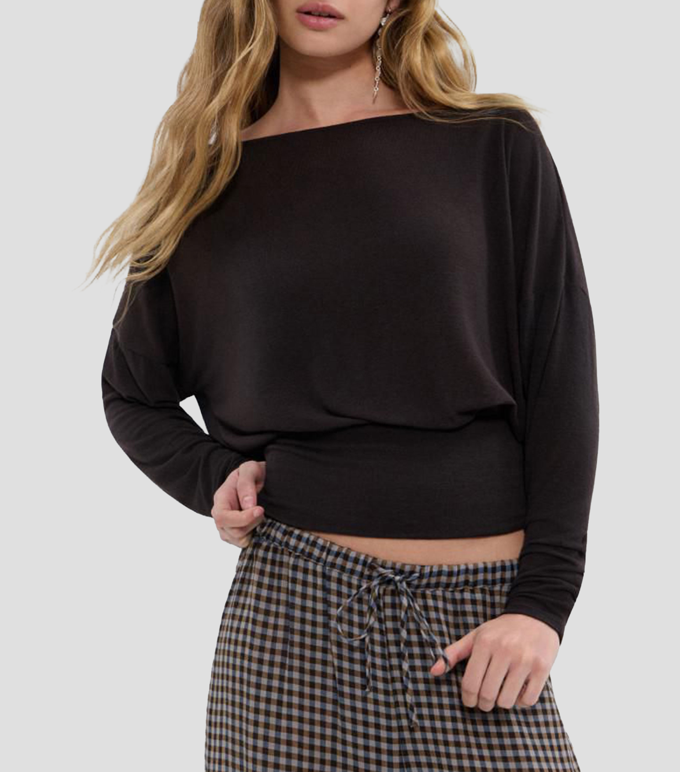 Blusa lisa manga larga Mujer