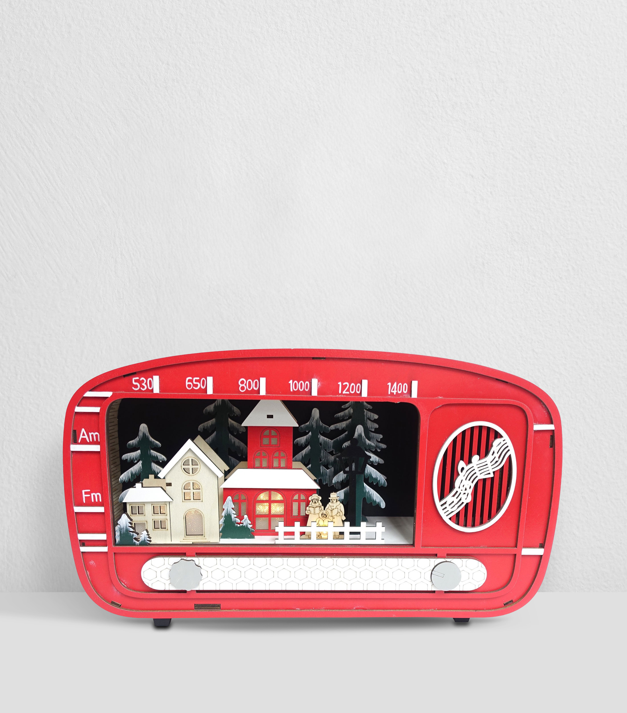 Figura decorativa Navideña Villa Radio con luz