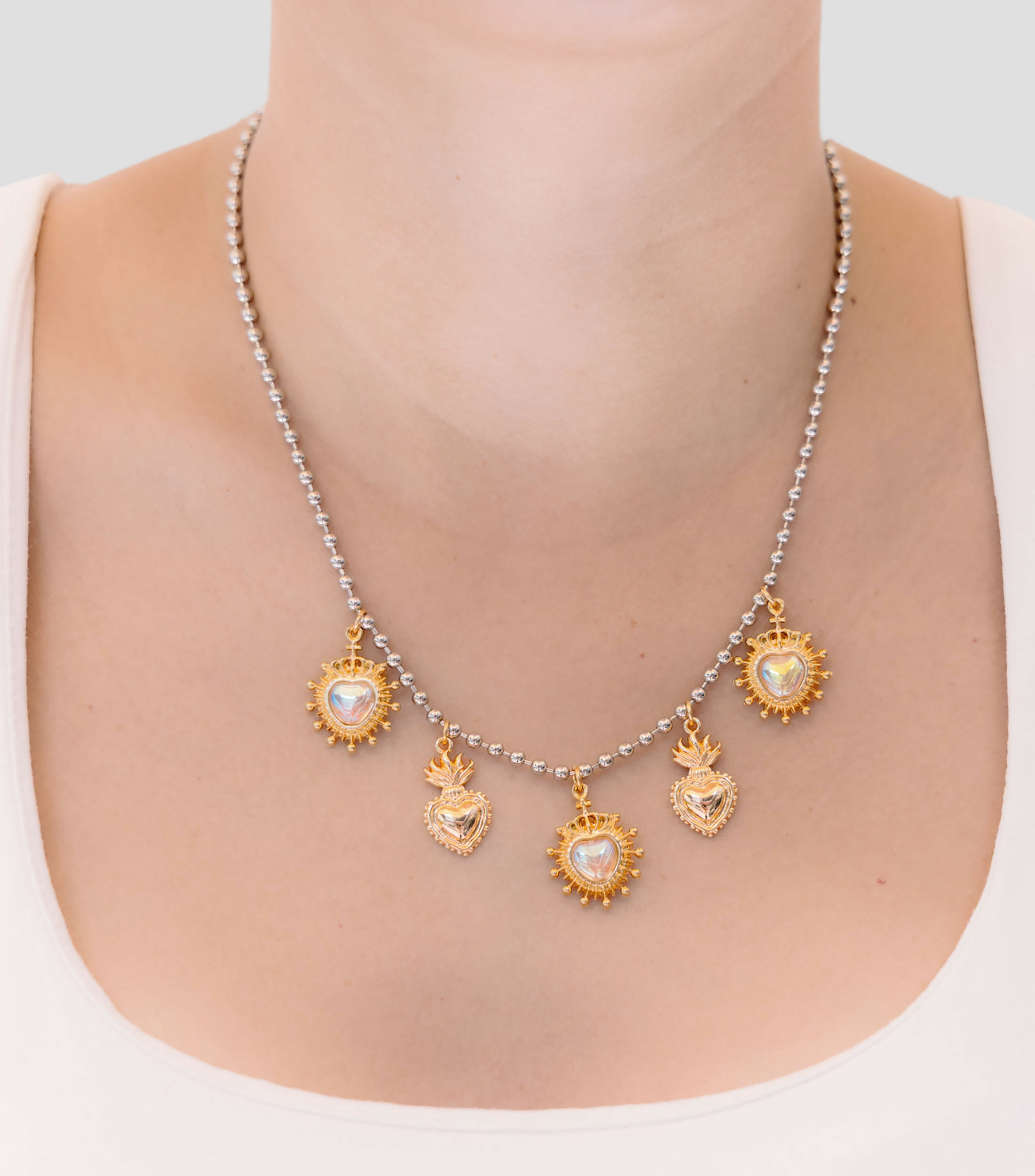 Collar con dijes en forma de corazón Divino Mujer