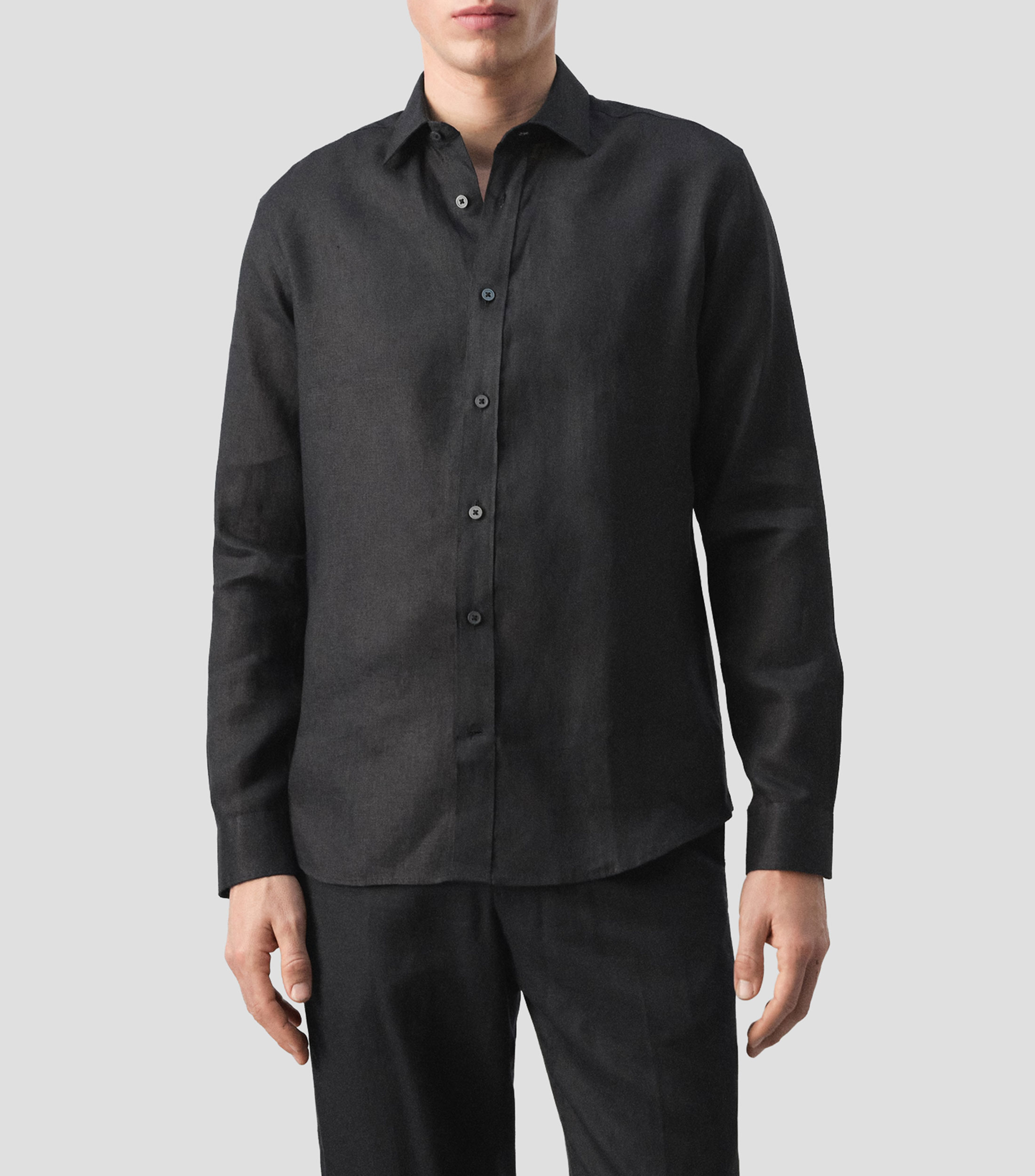 Camisa lisa manga larga Hombre