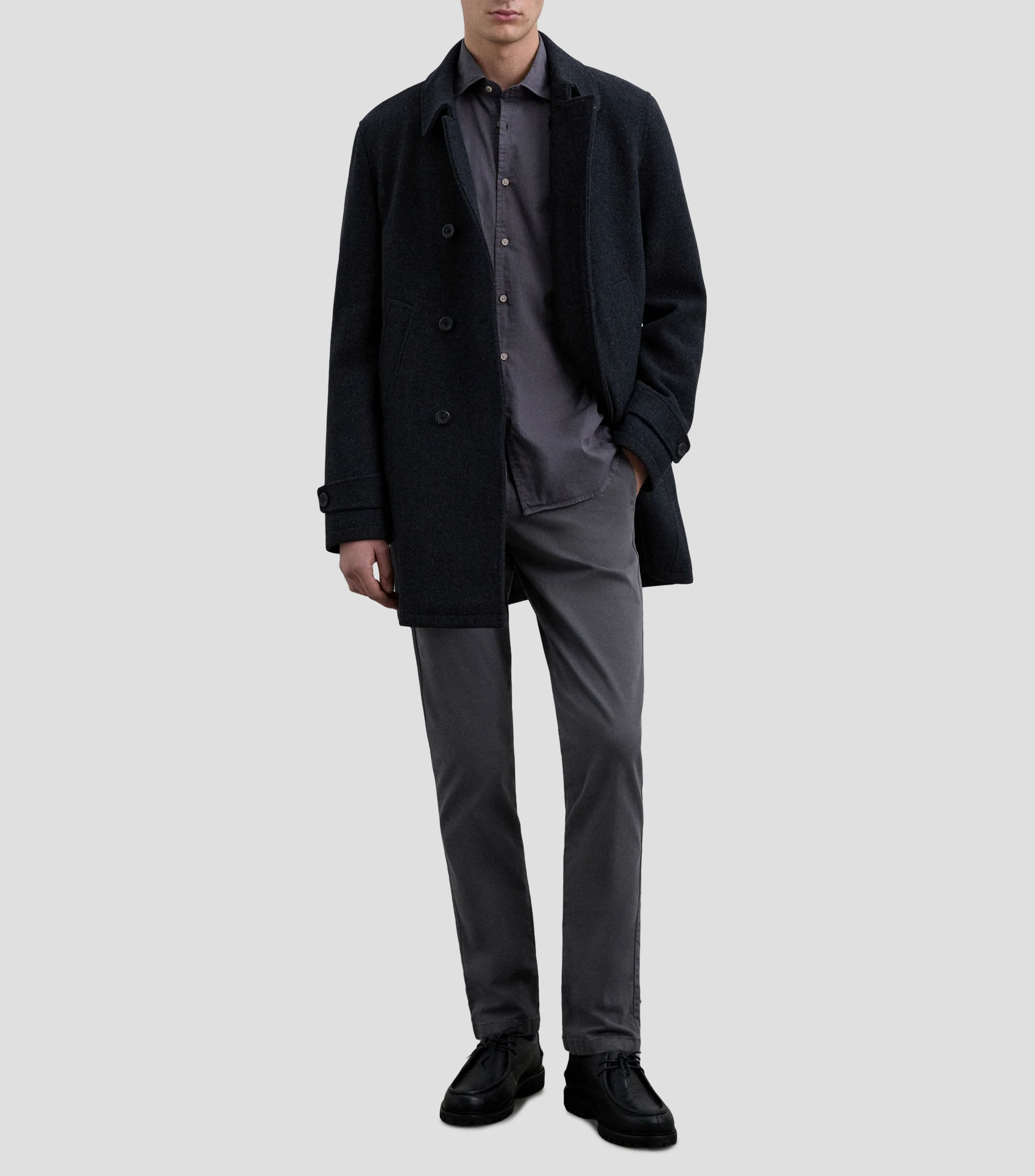 Camisa lisa con manga larga Hombre