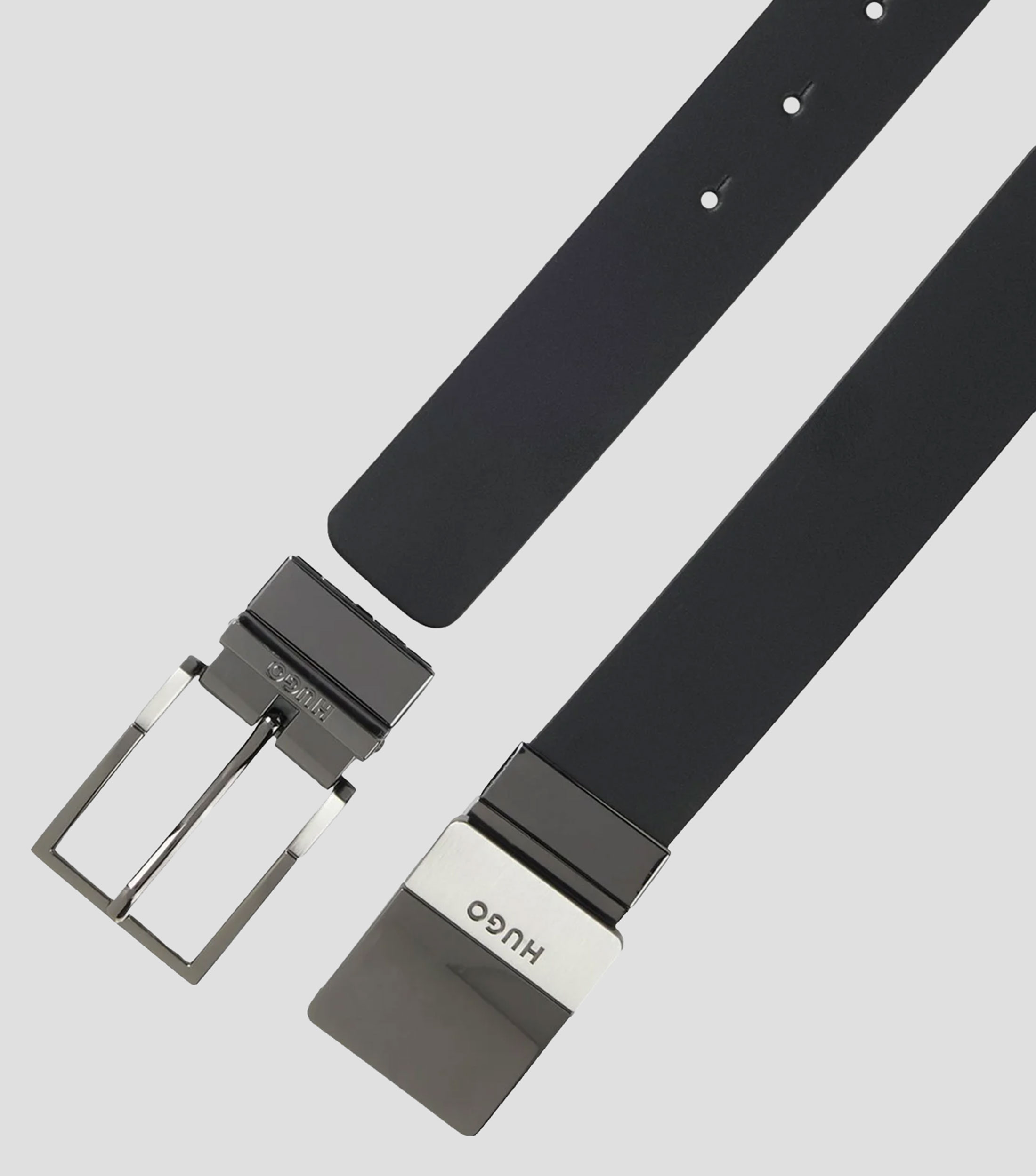 Cinturón de piel italiana reversible con dos hebillas Hombre