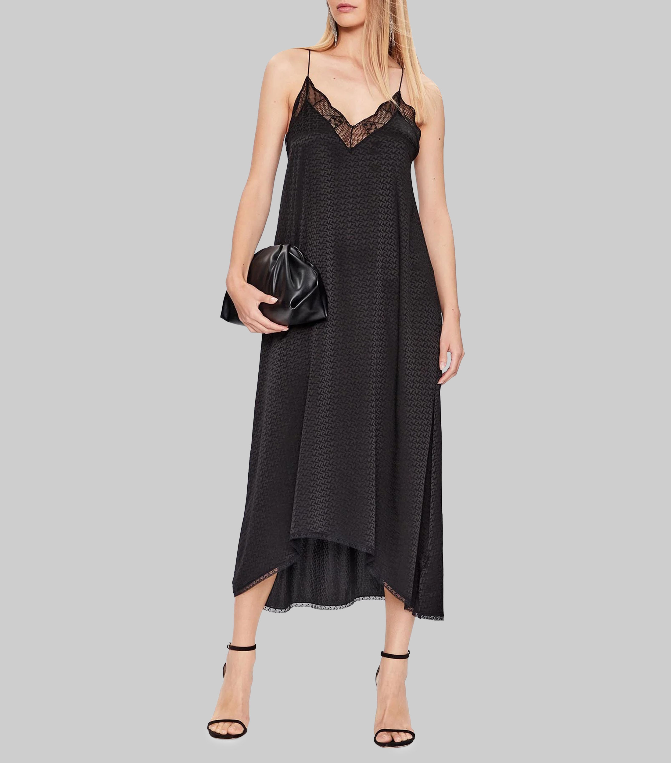 Vestido midi con microdiseños Mujer