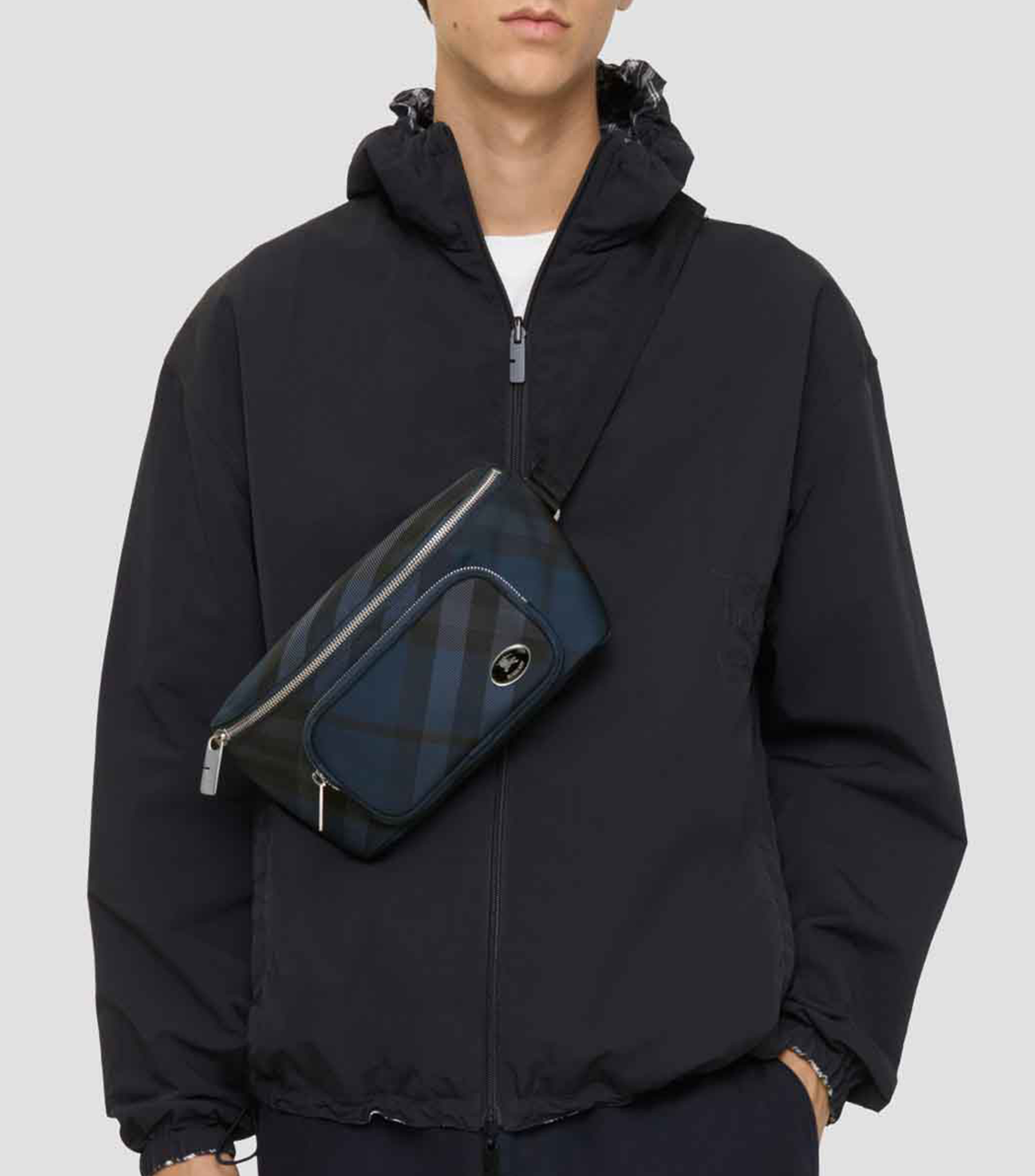 Cangurera con cuadros Grid Hombre