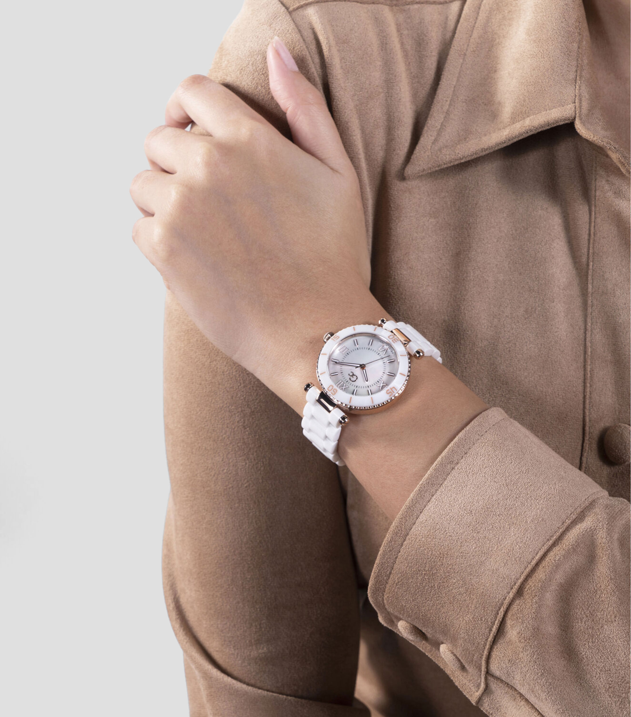 Reloj para Mujer casual Muse Ceramic blanco, dorado