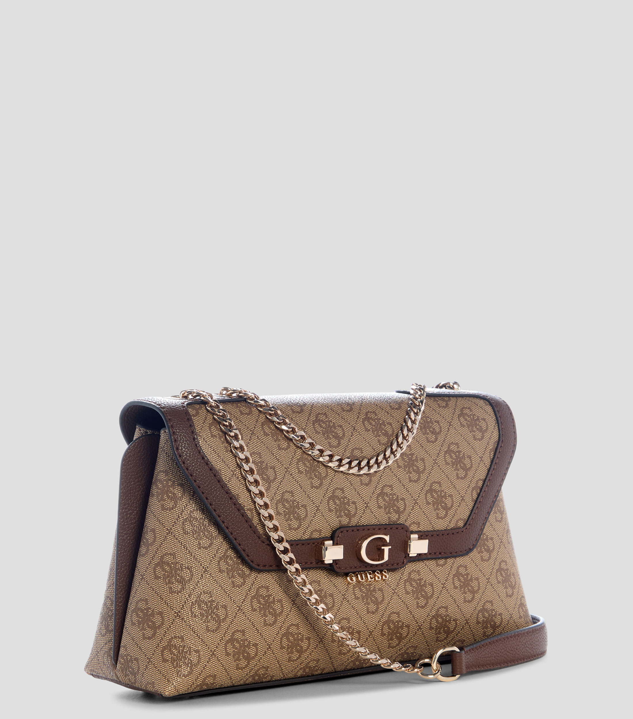 Bolsa crossbody café estampada Mujer
