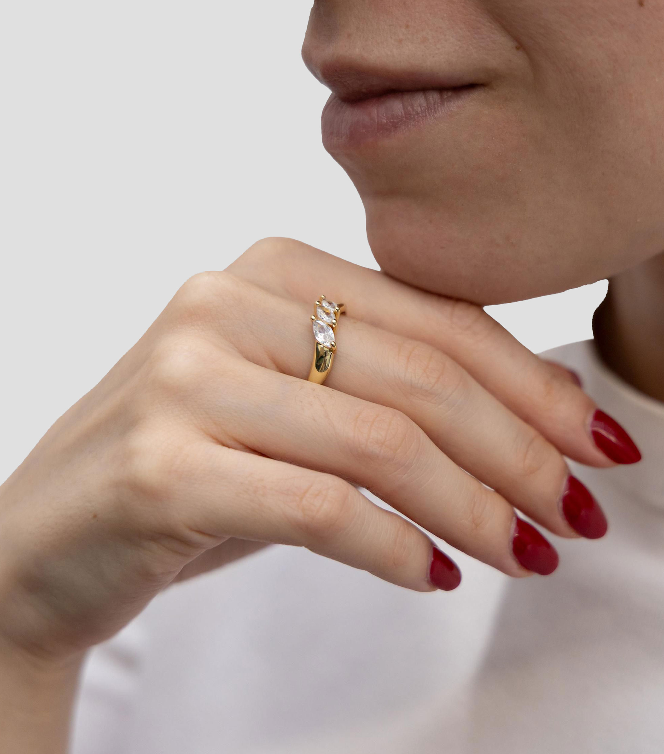 Anillo tres circonias Mujer