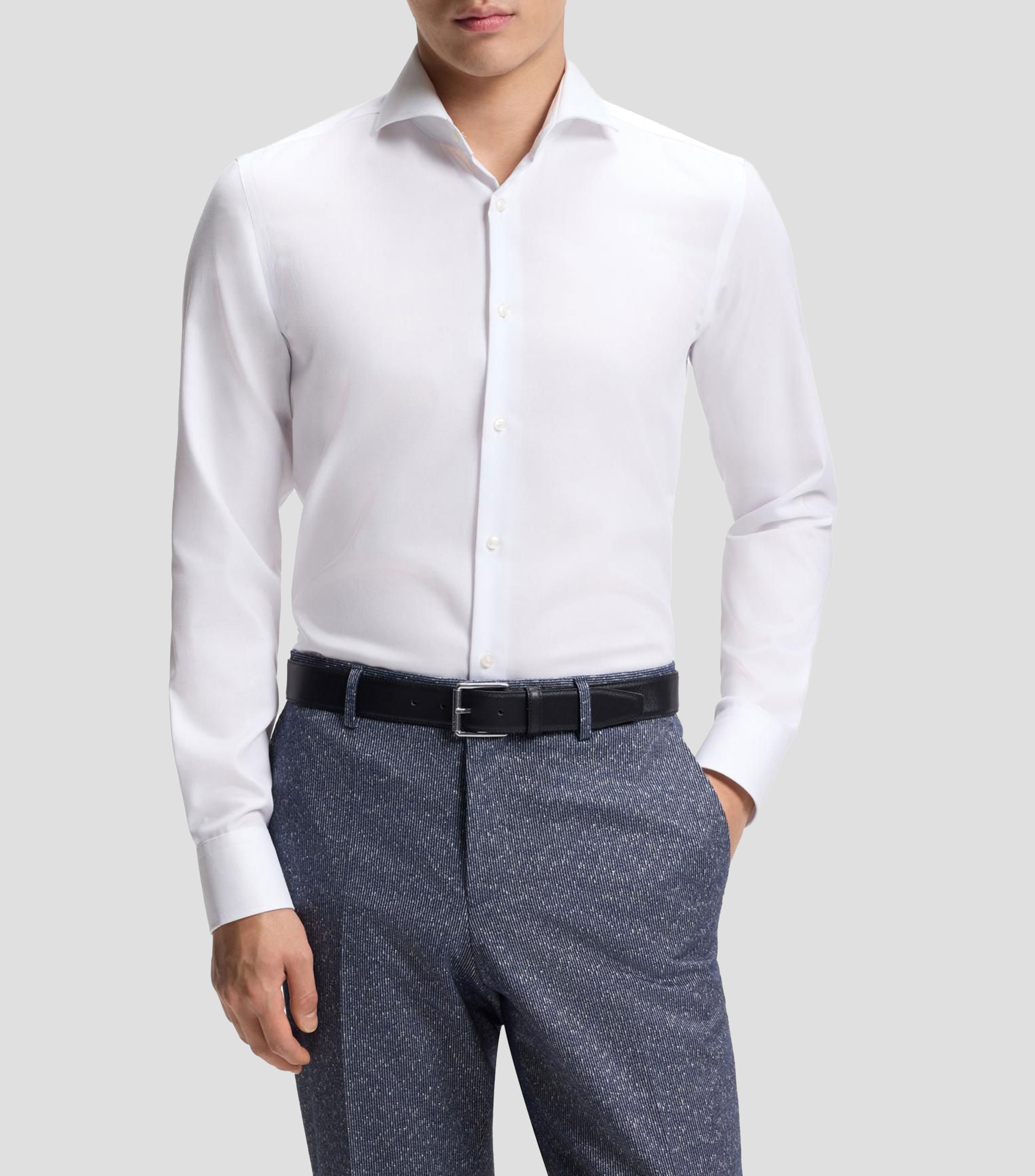 Camisa slim en tela Oxford de algodón resistente a las arrugas Hombre