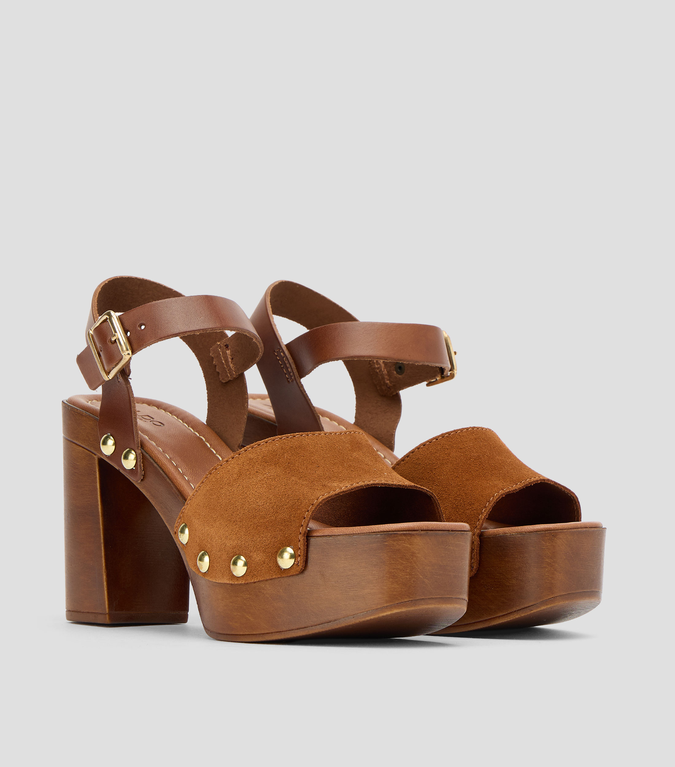 Sandalias con tacón alto y ancho Mujer