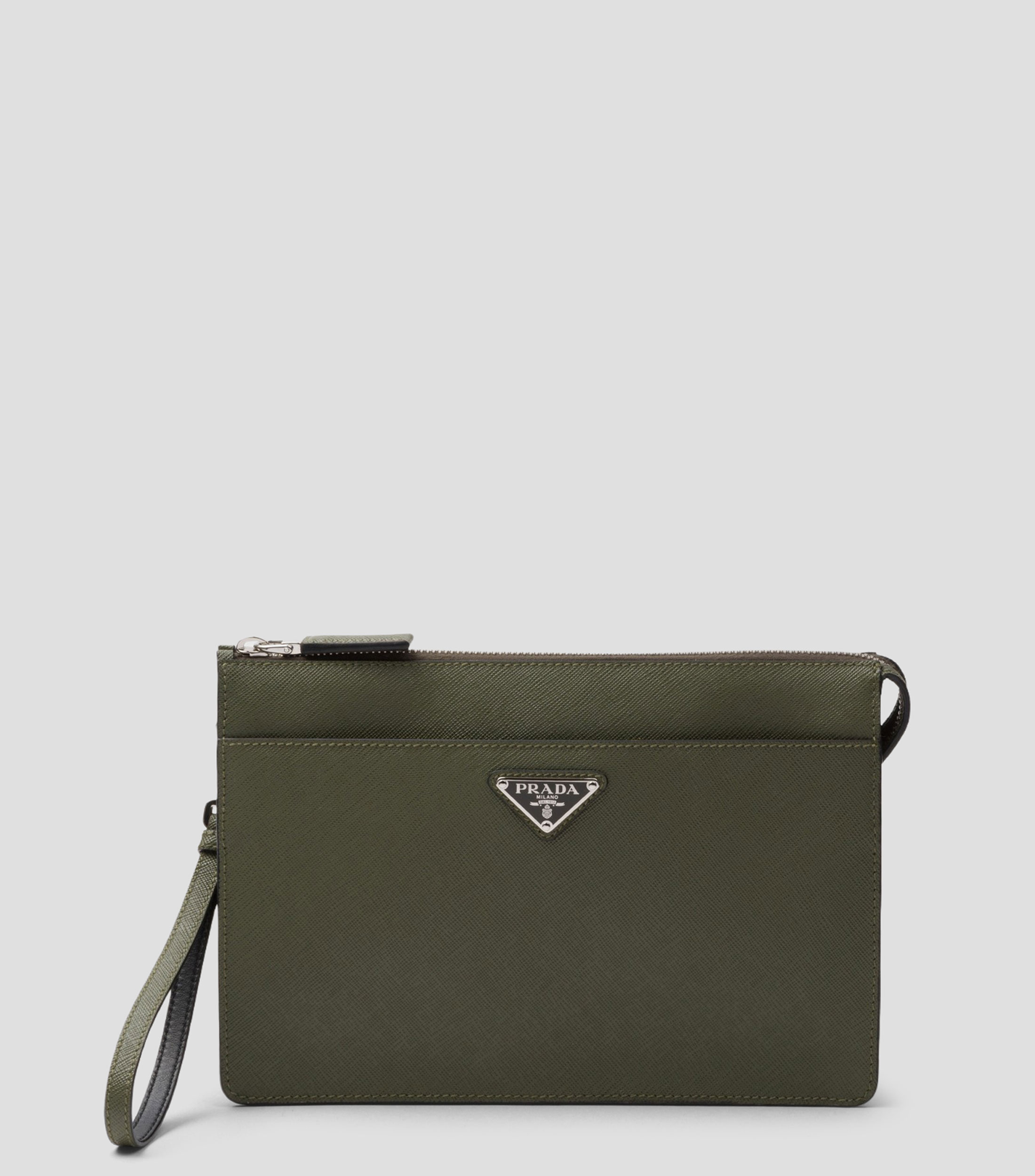 Bolso pouch de piel saffiano