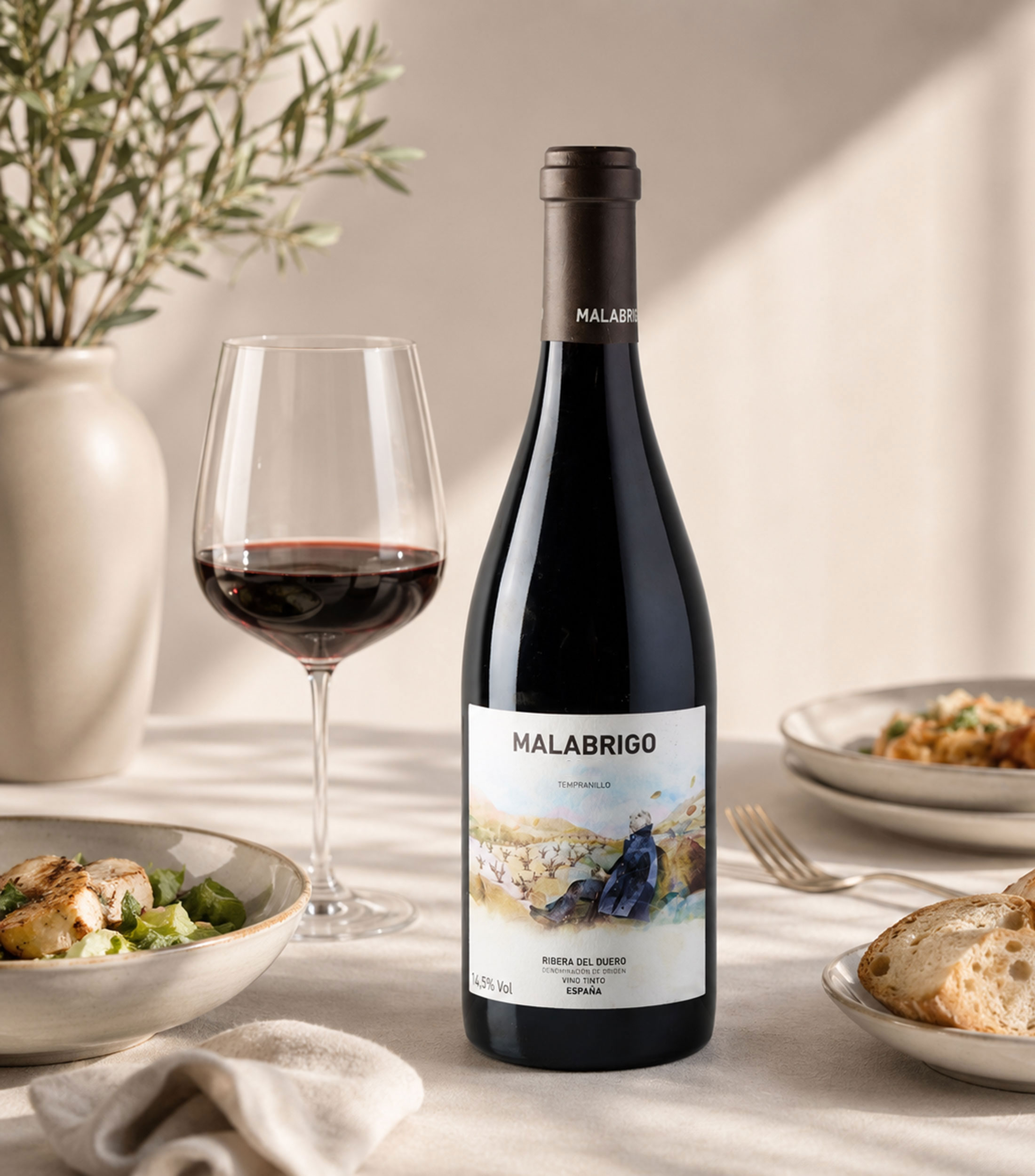Vino tinto tempranillo Malabrigo, España, 750 ml