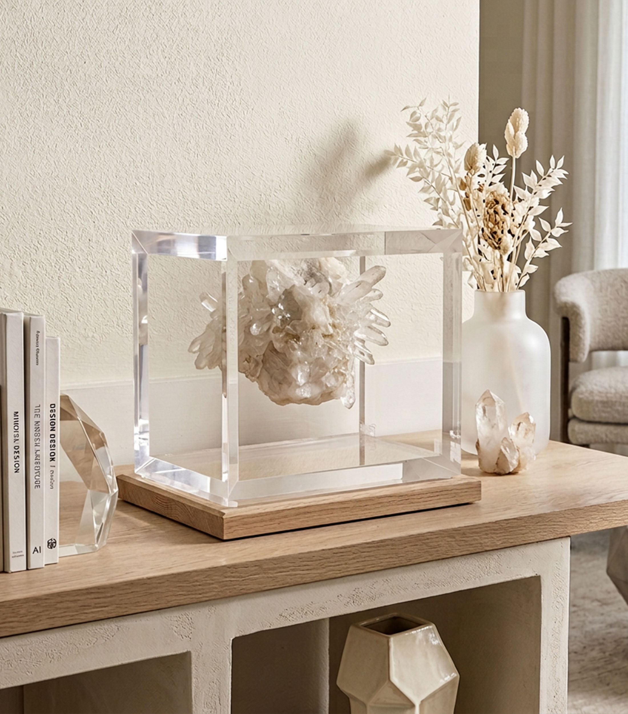 Figura decorativa Rock in a box Cuarzo cristal en acrílico