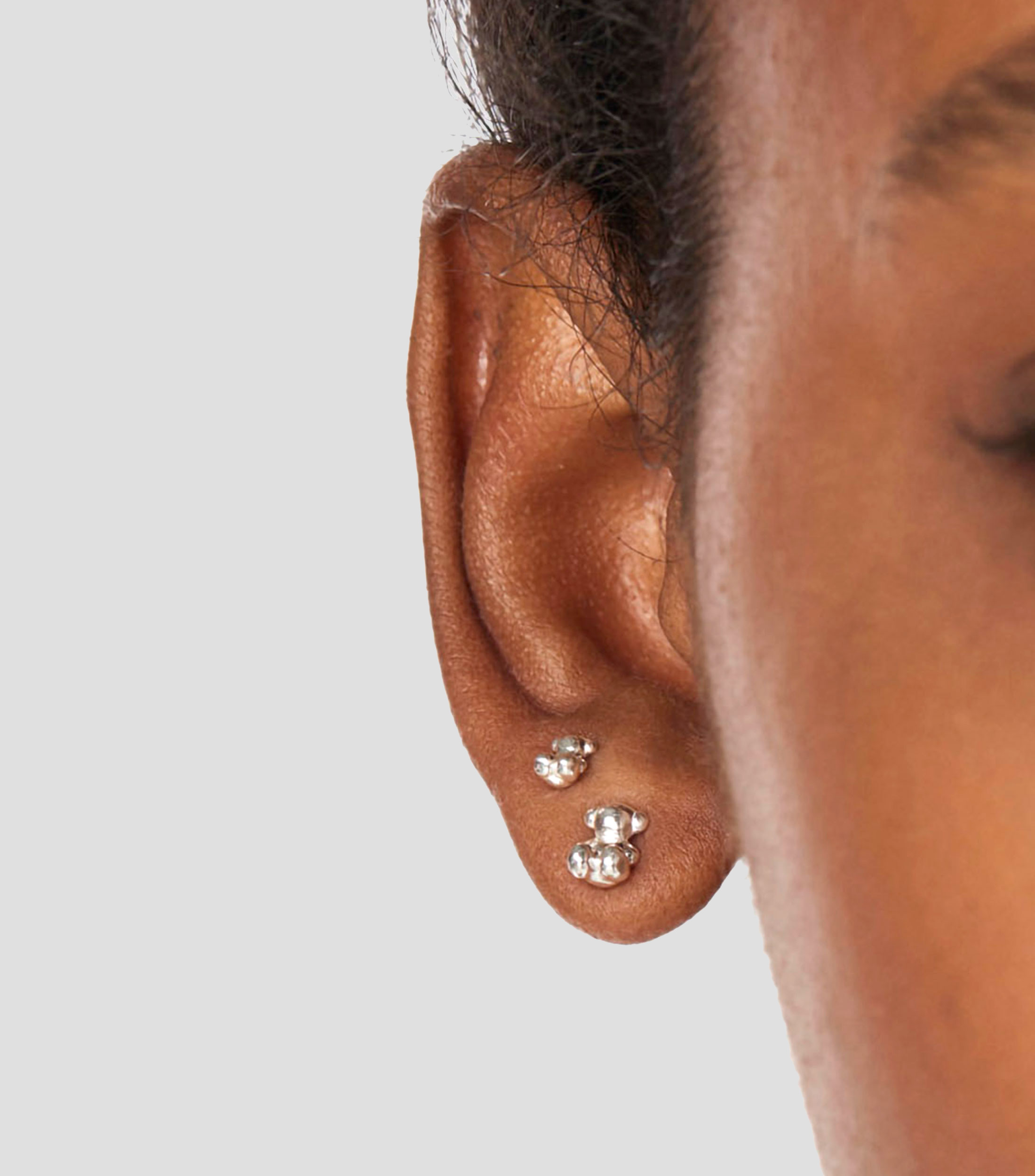 Set 3 Aretes con forma de oso en plata Bold Bear Mujer