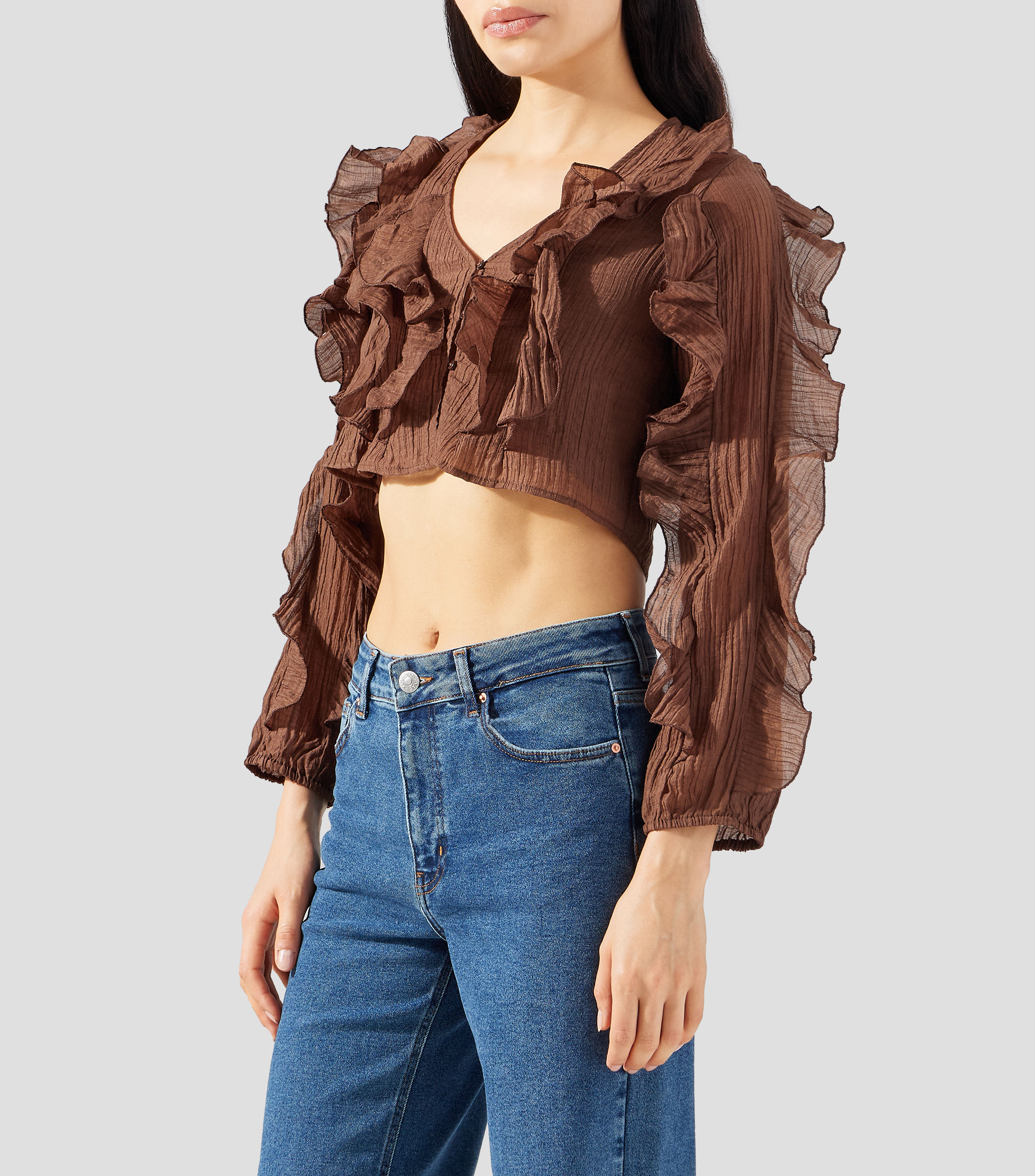Blusa lisa manga larga Mujer