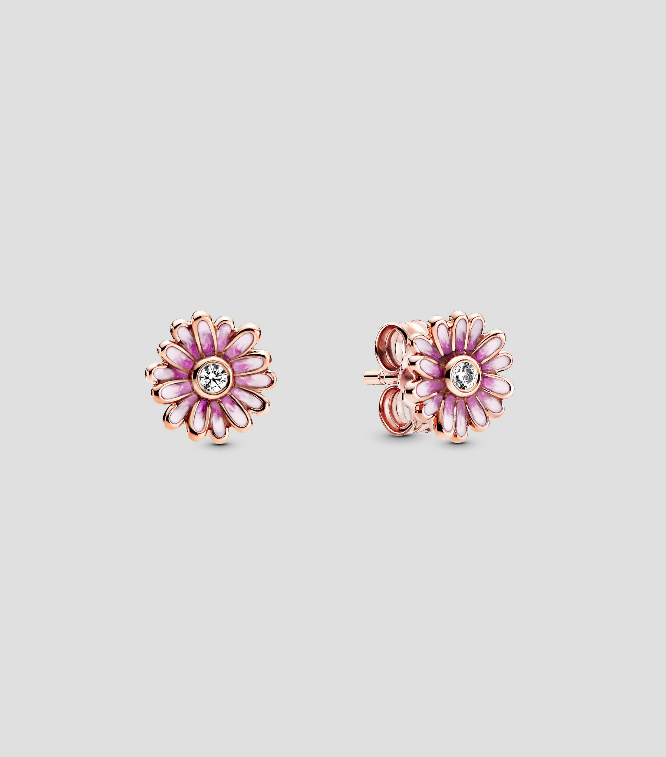 Aretes de botón en plata .925 con zirconia cúbica Margarita Rose Mujer