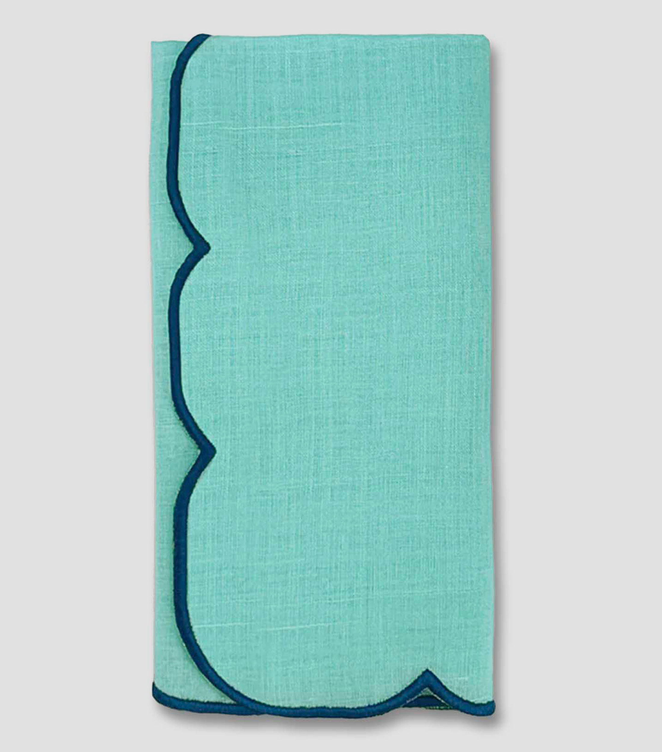 Set de 4 servilletas Vivi verde turquesa liso con borde en contraste