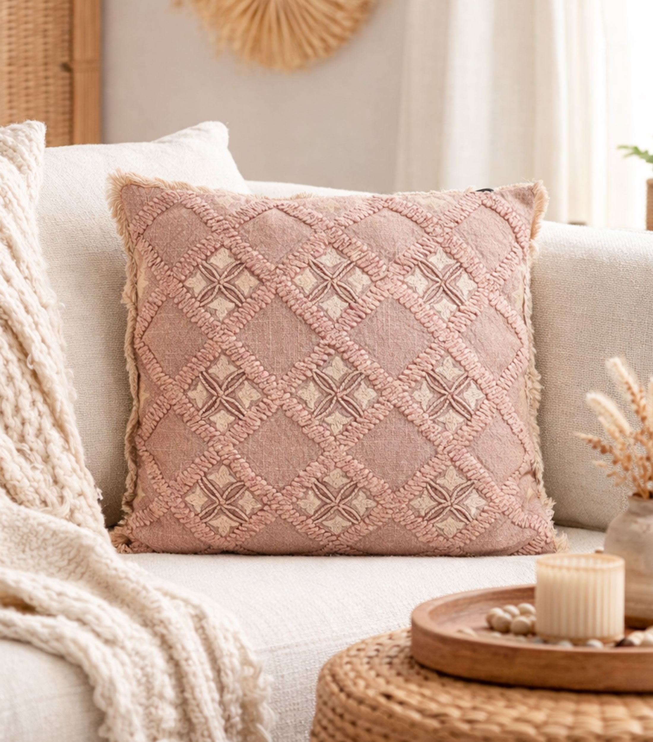 Cojín decorativo Bohemia rosa