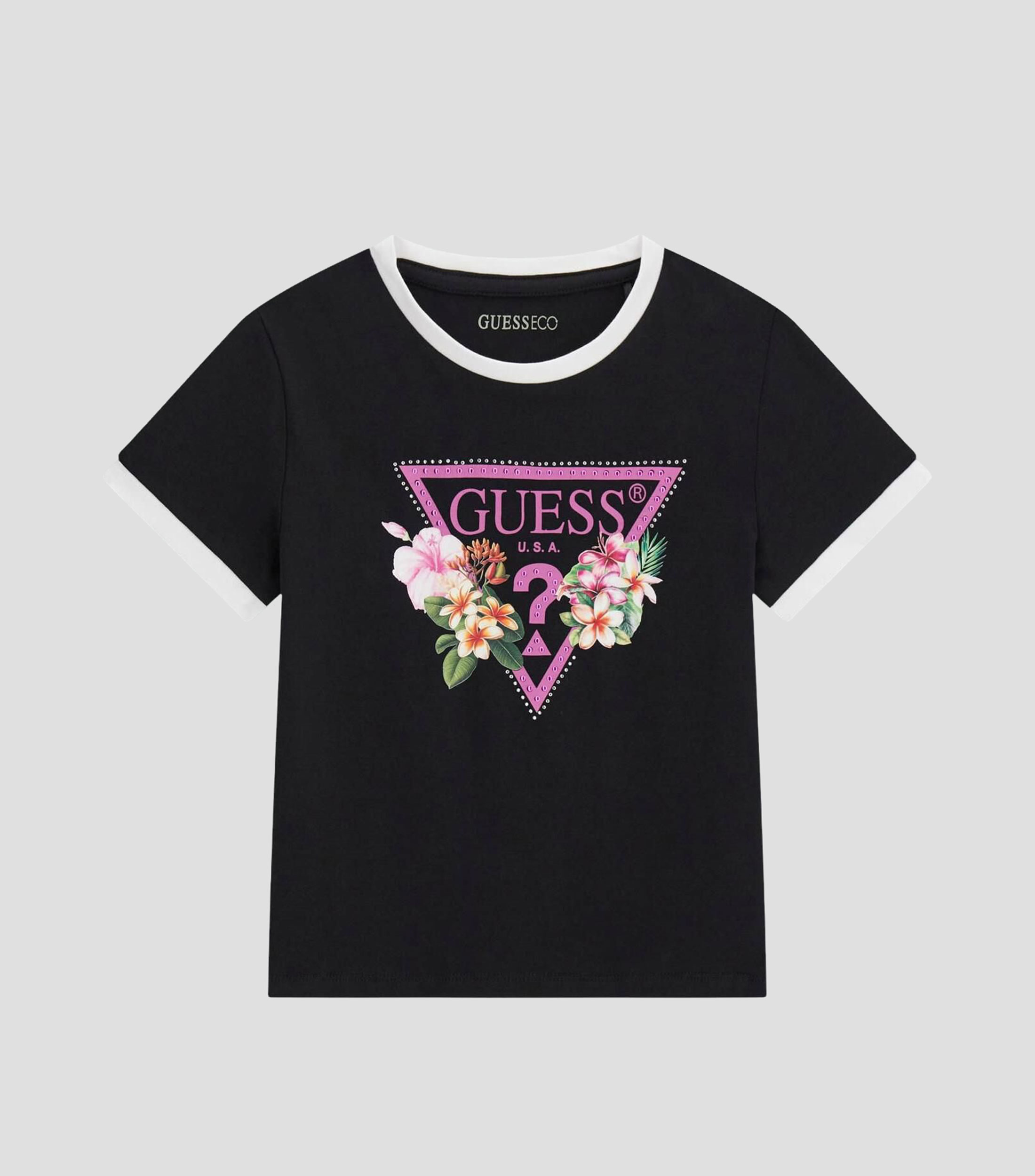 Playera cuello redondo manga corta estampada Niña