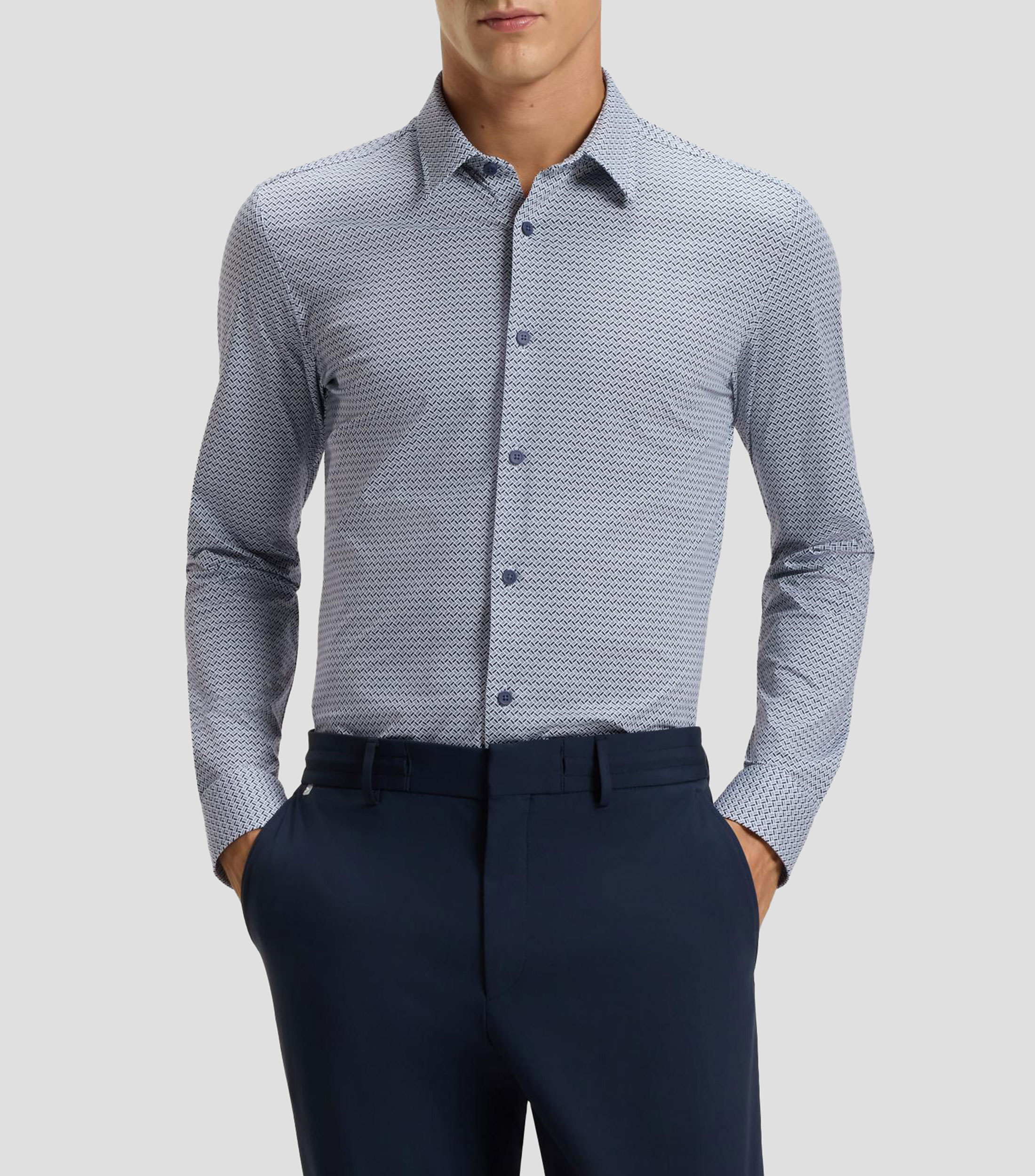 Camisa estampada manga larga Hombre