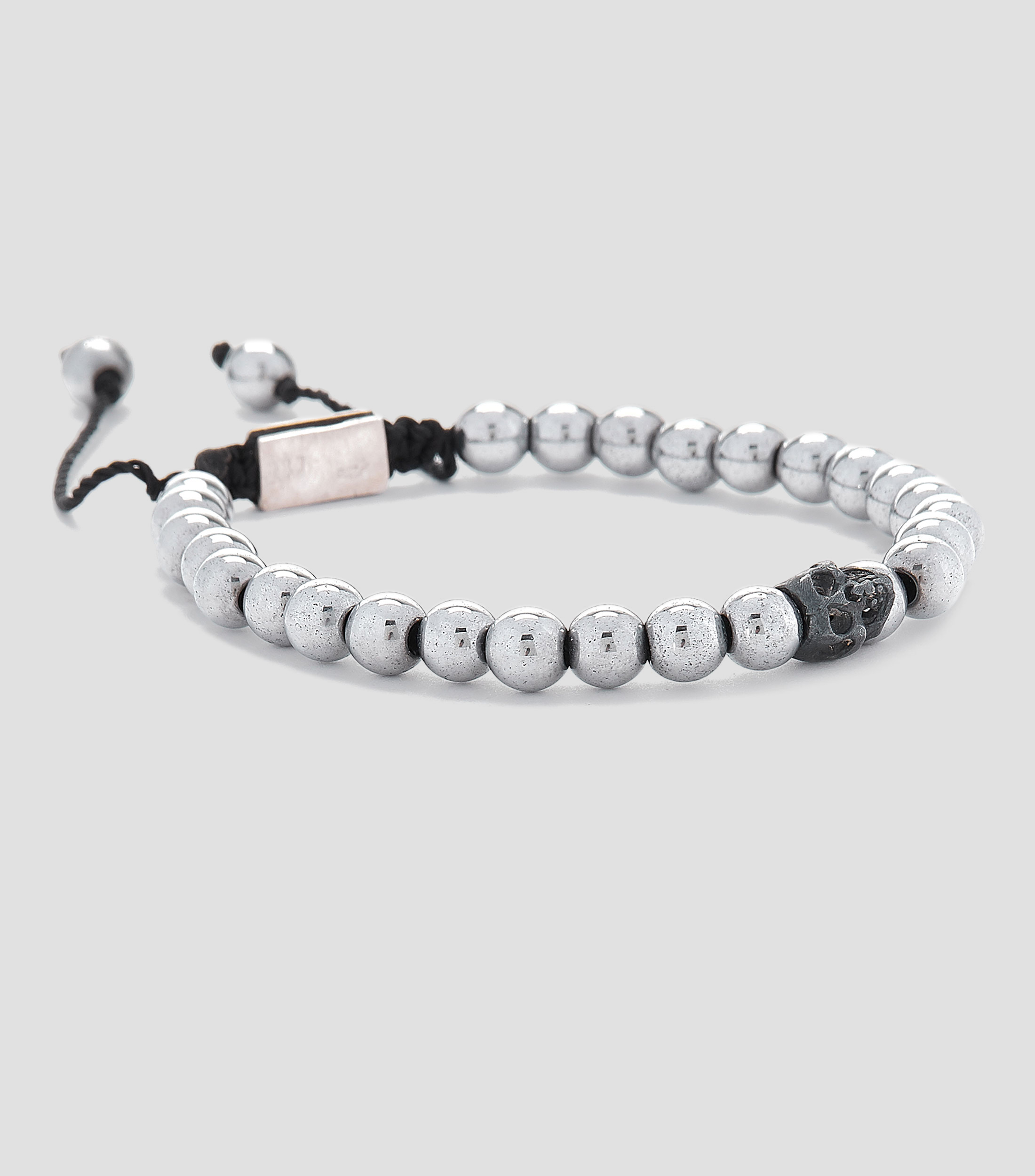 Pulsera con hematita y calavera Hombre